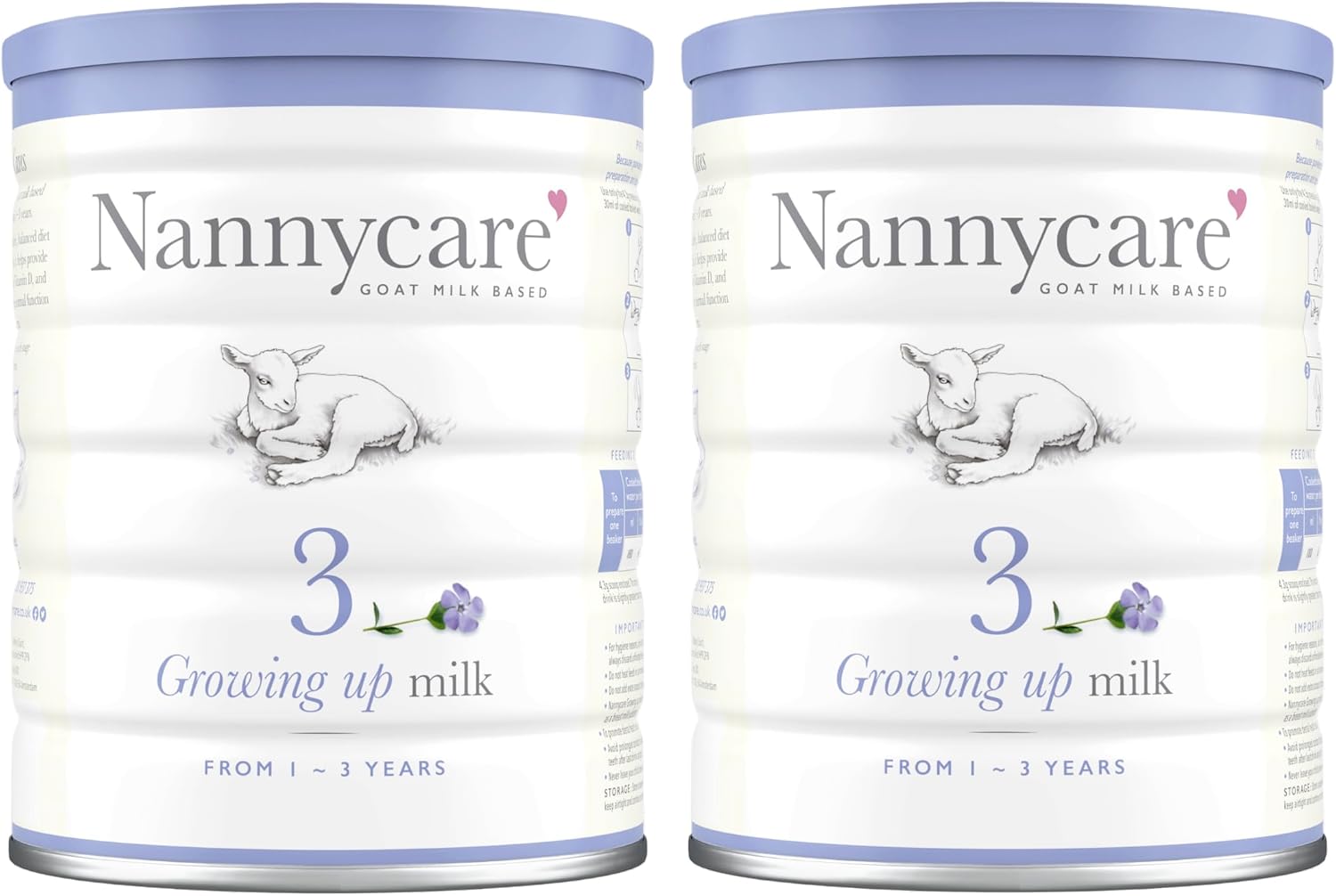Nannycare Stage 3 Goat Milk Growing up Formula for 1-3 years - Nutritionally Tailored Goats Milk Powder with Vitamin D. Sources of Vitamin C & Calcium - 900g (Pack of 2)