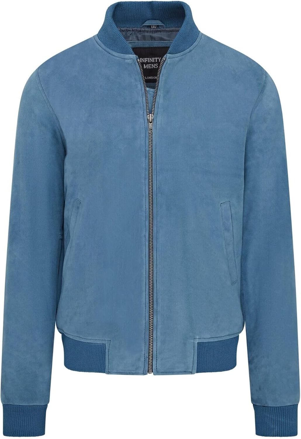 Infinity Leather Mens Soft Goat Suede MA-1 Varsity Bomber Jacket