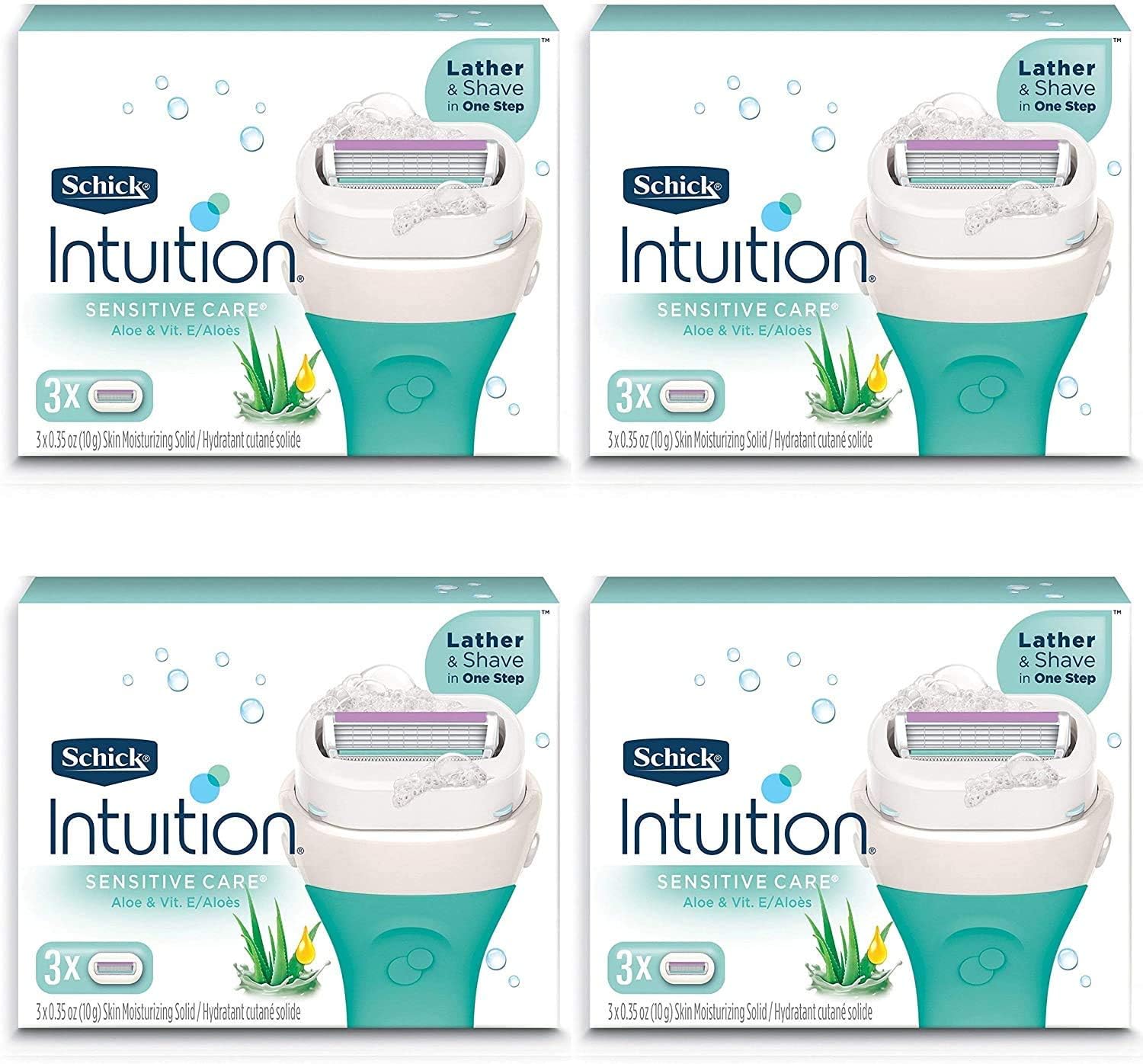 Schick Intuition Pure Nourishment Womens Razor Refills with Coconut Milk and Almond Oil, 3 Count (Pack of 4)