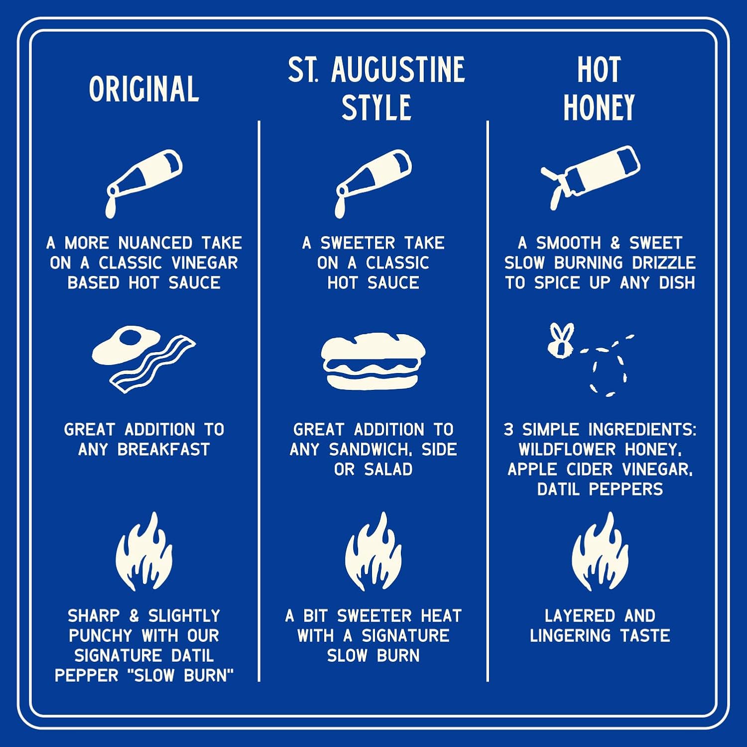 Zab's Hot Sauce 3-Pack Gift Set | Original and St. Augustine Style (2-Pack, 6 Fl. Oz) and Hot Honey (1-Pack 12 Fl. Oz) | Signature Slow Burn | Vegetarian