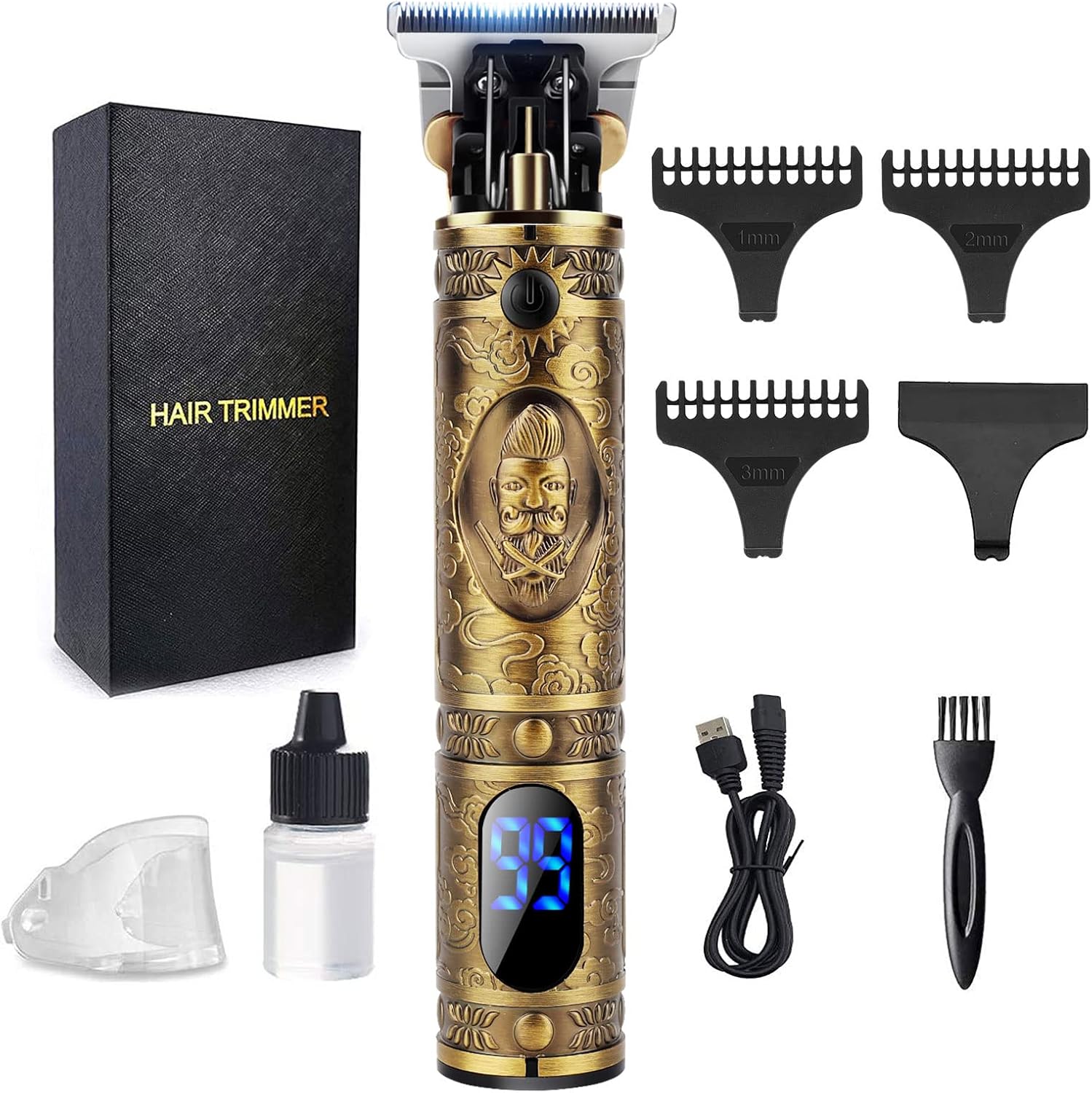 Hair Clippers Men,Cordless Beard Trimmer,Professional Clippers Grooming Kit,Precision T-Blade Mens Trimmer with LED,Shavers for Men Beard Shaper,Electric Razor USB Rechargeable,Gifts for Mens