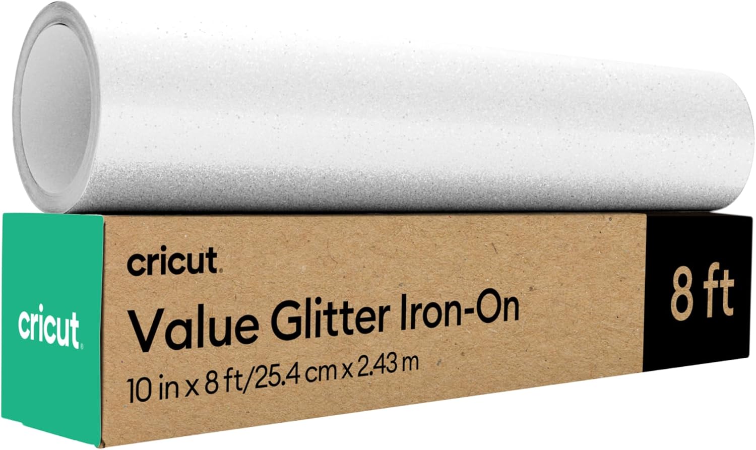 Cricut Value Glitter Iron On, White (10in x 8ft roll)