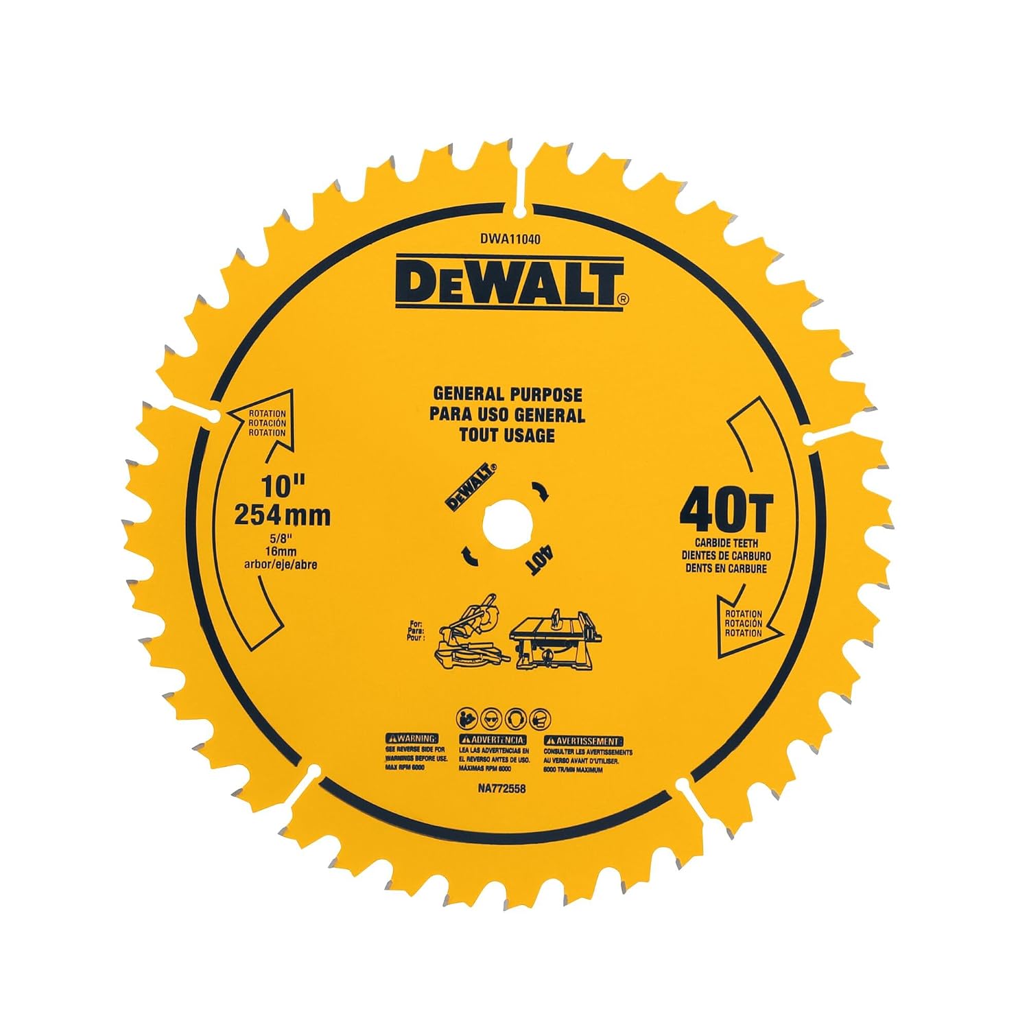 DEWALT Table Saw Blade, 10", 40 Tooth, with Fine Finish, Ultra Sharp Carbide (DWA11040)