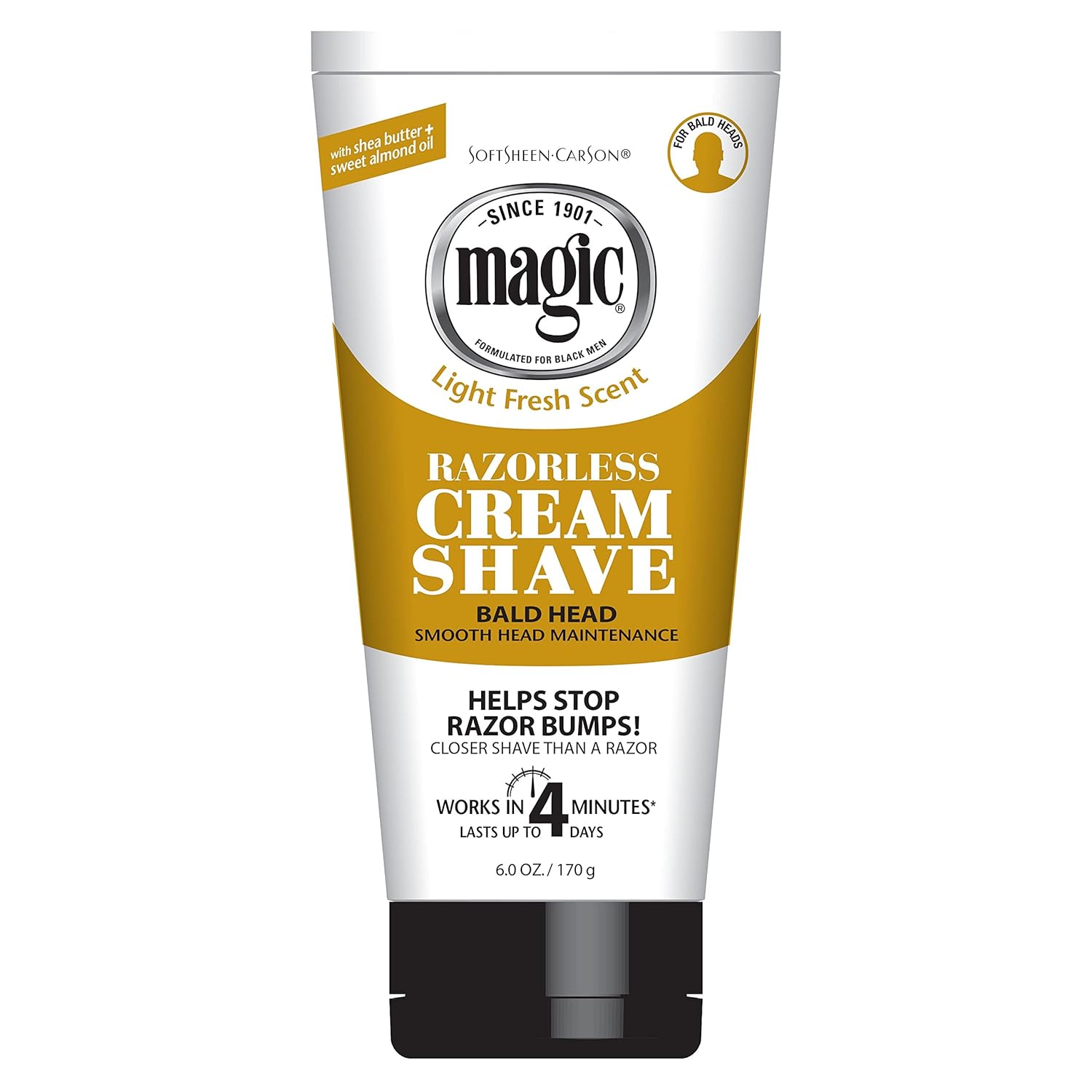 SoftSheen-Carson Magic Razorless Shaving Cream, Hair Removal Cream, Depilatory Cream, Works in 4 Minutes for Coarse, Curly Hair, 6 Oz