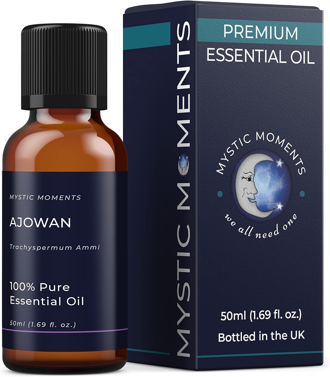 Mystic Moments | Ajowan Essential Oil 50ml | Trachyspermum Ammi Steam Distilled from Seeds | Herbaceous Top Note | Aromatherapy Use | Blends with Citrus Mint & Woods | India | Vegan GMO Free