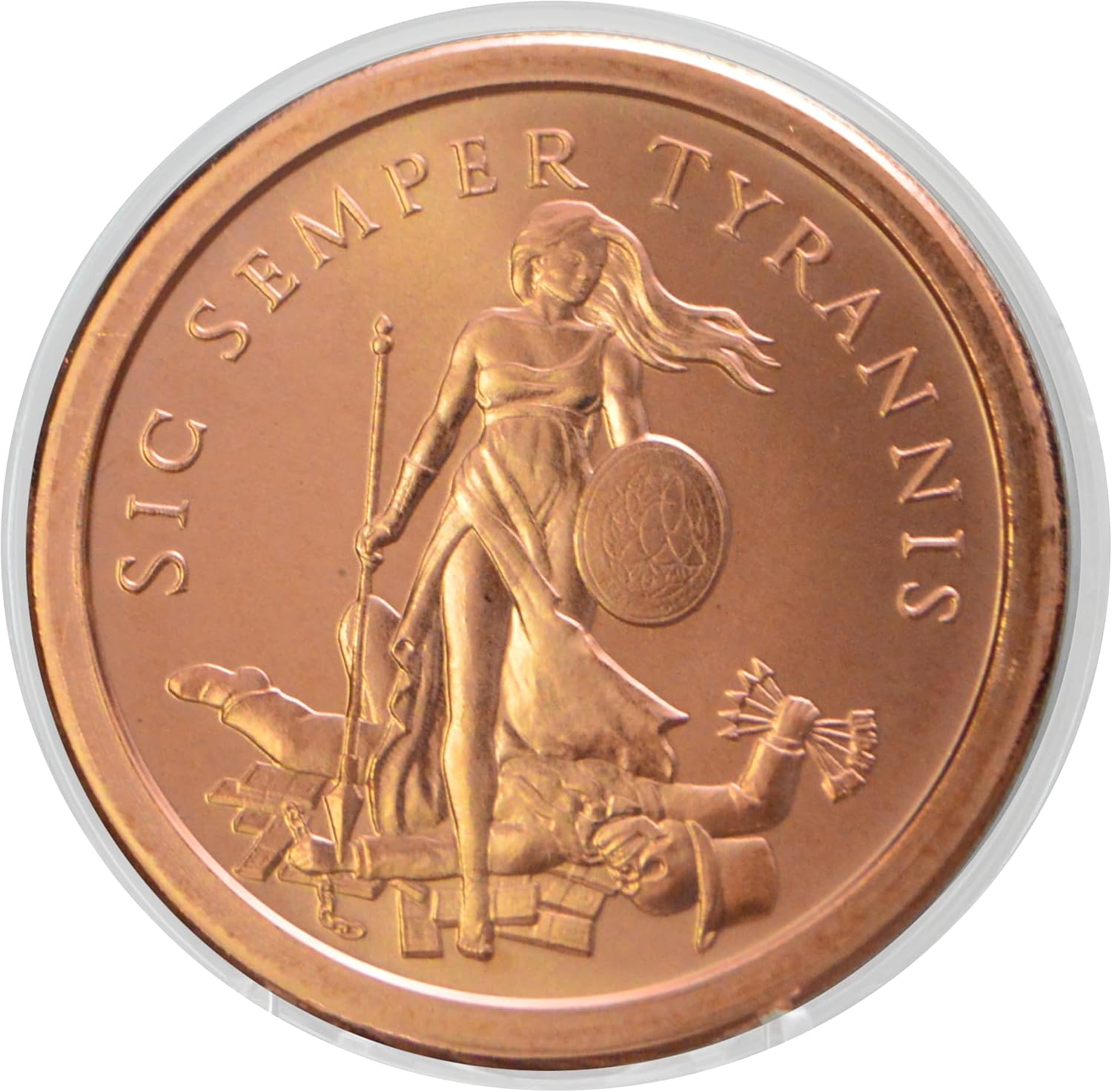 Sic Semper Tyrannis Thus Always to Tyrants 1 oz Pure .999 Copper Round - COA by Heavenly Metals
