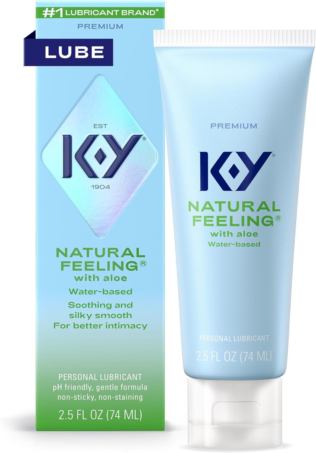 K-Y Natural Feeling with Aloe Vera Water Based Personal Lube, 2.5 FL OZ