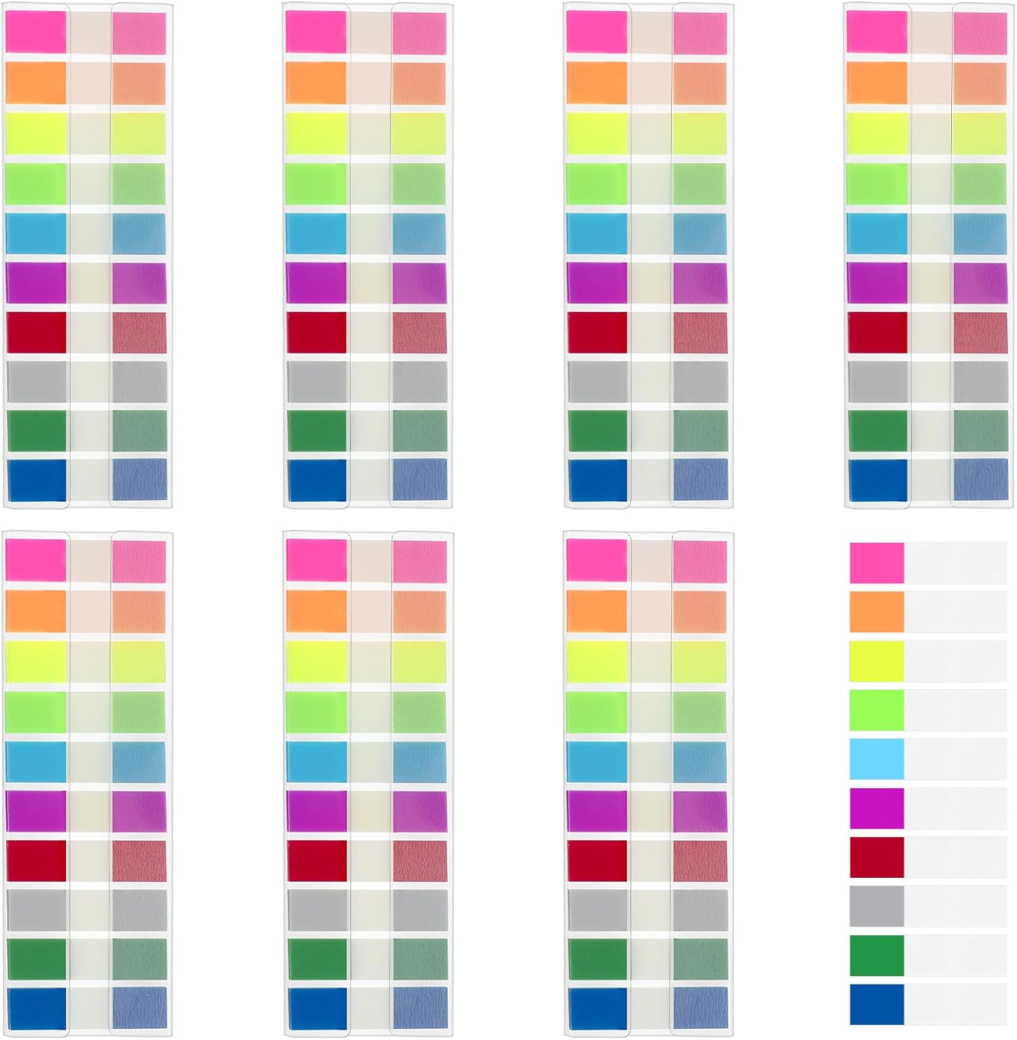 7 Pads Index Tabs Sticky Trasnsparent Page Markers 1.77"X0.47"