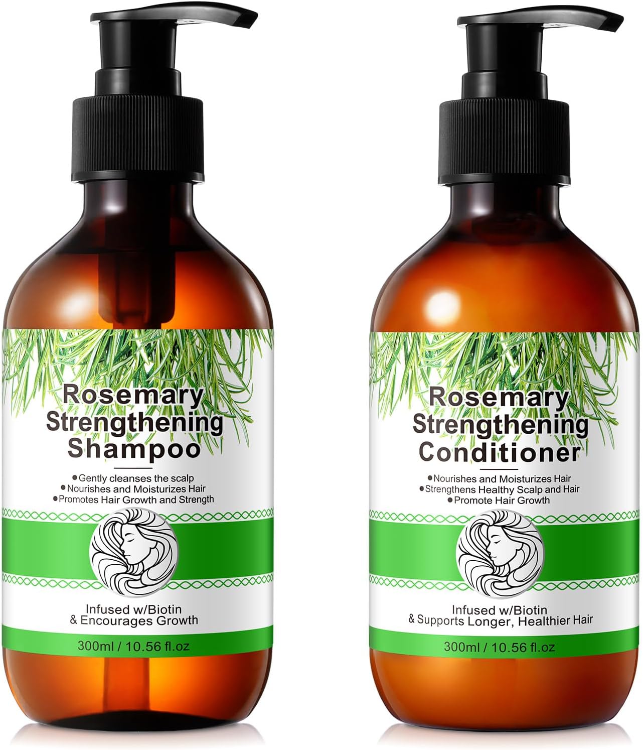 Rosemary Shampoo and Conditioner Set, Hair Growth Rosemary Shampoo and Conditioner Against Hair Loss, Nourishes Scalp, Biotin rosemary oil Hair Thickening Products for Women and Men, Sulfate Free