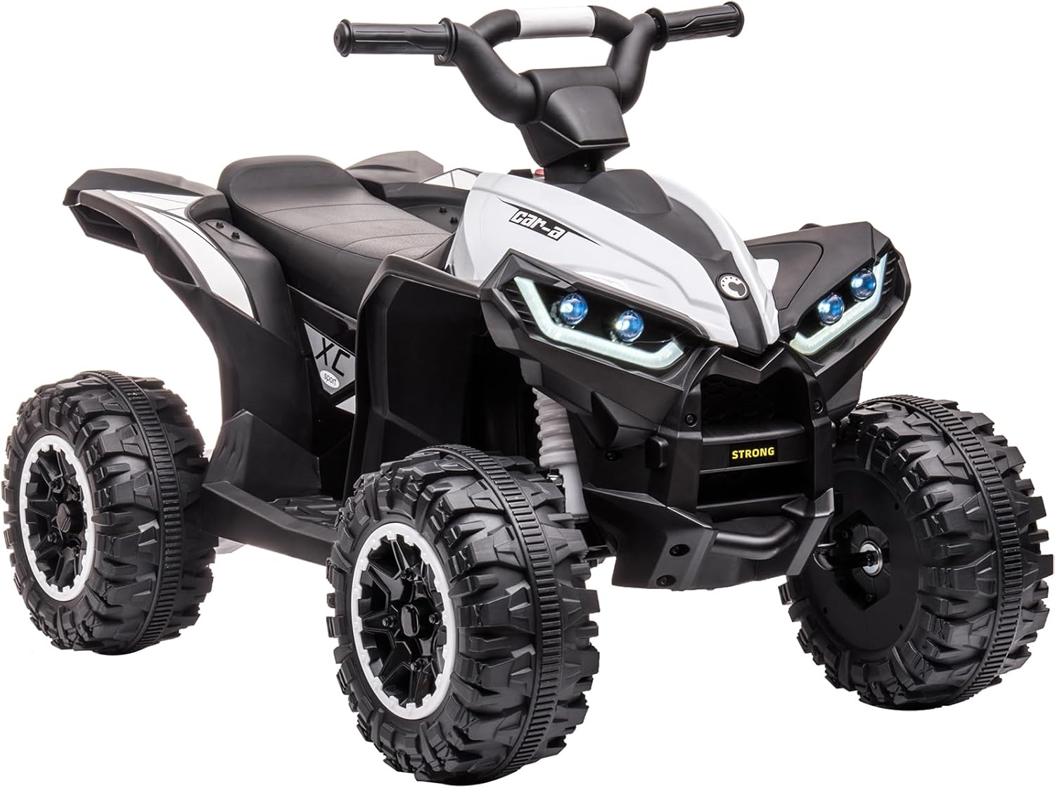 Aptliton Kids Electric Quad Bike 12V, Ride On Car ATV Toy with Remote Control, Music, LED, Horn, 2 Speed, for Ages 3-5 Years (White)
