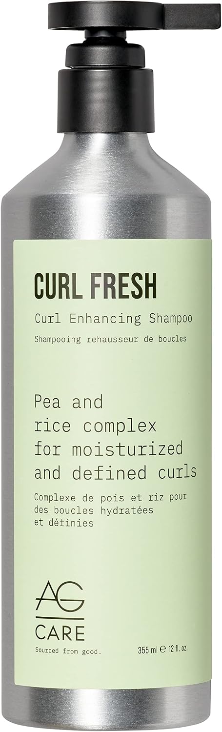 AG CARE Curl Fresh Hydrating Shampoo with Pea & Rice Amino Acids - Curl Shampoo to Cleanse the Scalp and Rescue Moisture for Healthy, Defined Curls, 12 Fl Oz Bottle