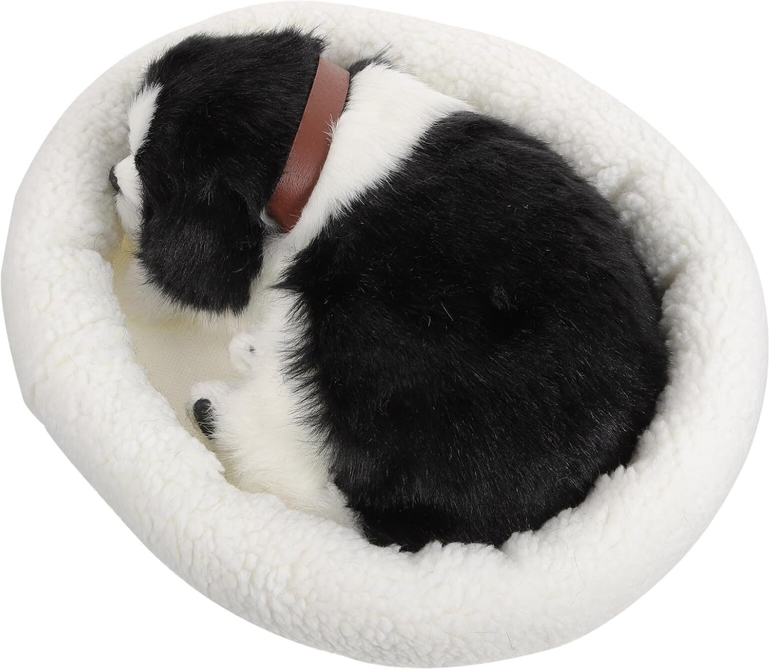 Alipis Sleeping Dog Toy Breathing Dog Plush Stuffed Animal Sleeping Puppy Animal Interactive Realistic Toy Dog Mimics on Pad Office Car Decor for Kids Toddlers Birthday