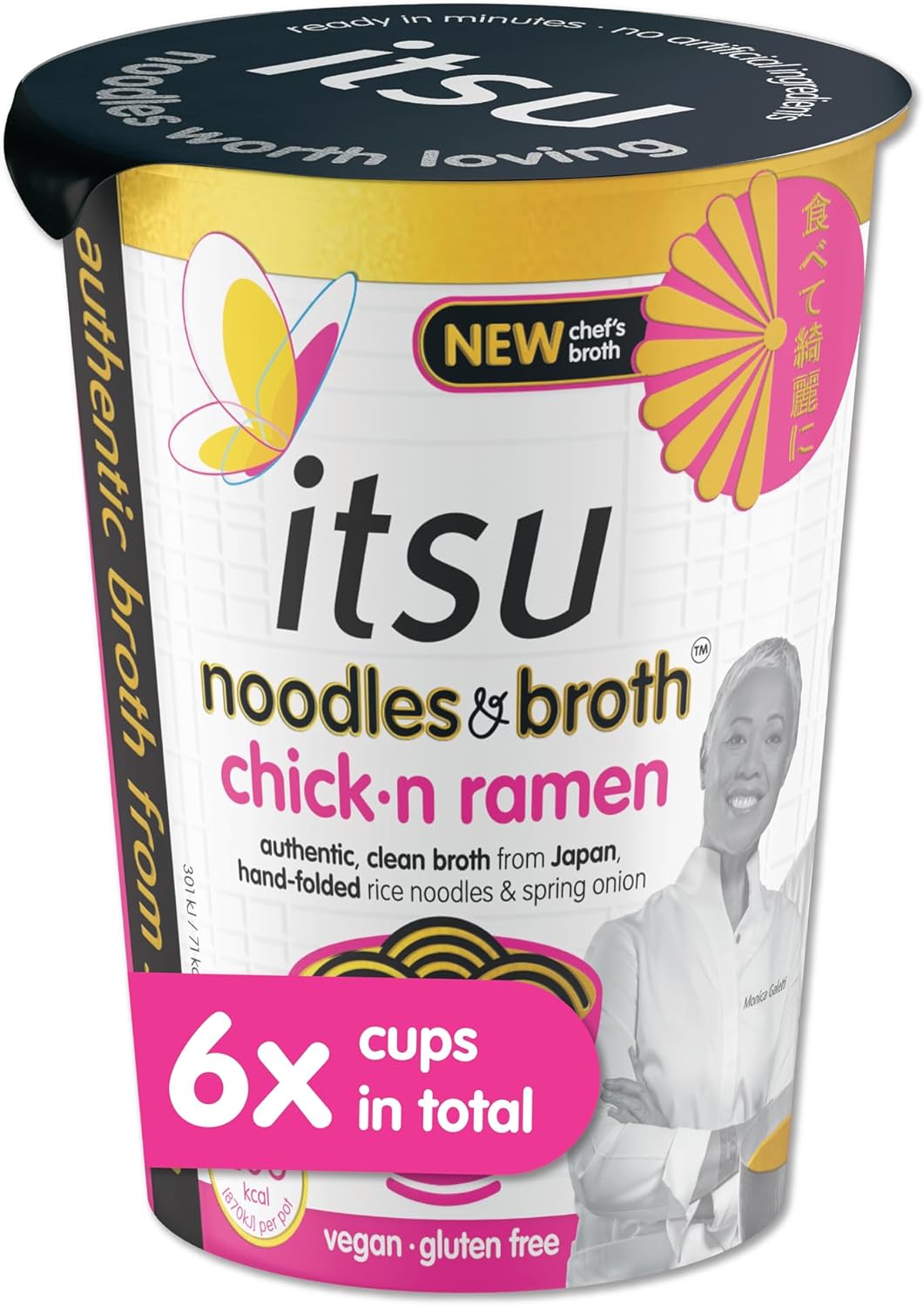 itsu chickn ramen instant noodles & broth pot 64g | Instant Noodles Snack Multipack | Quick-to-Make Snack | Gluten free | Vegan | Pack of 6