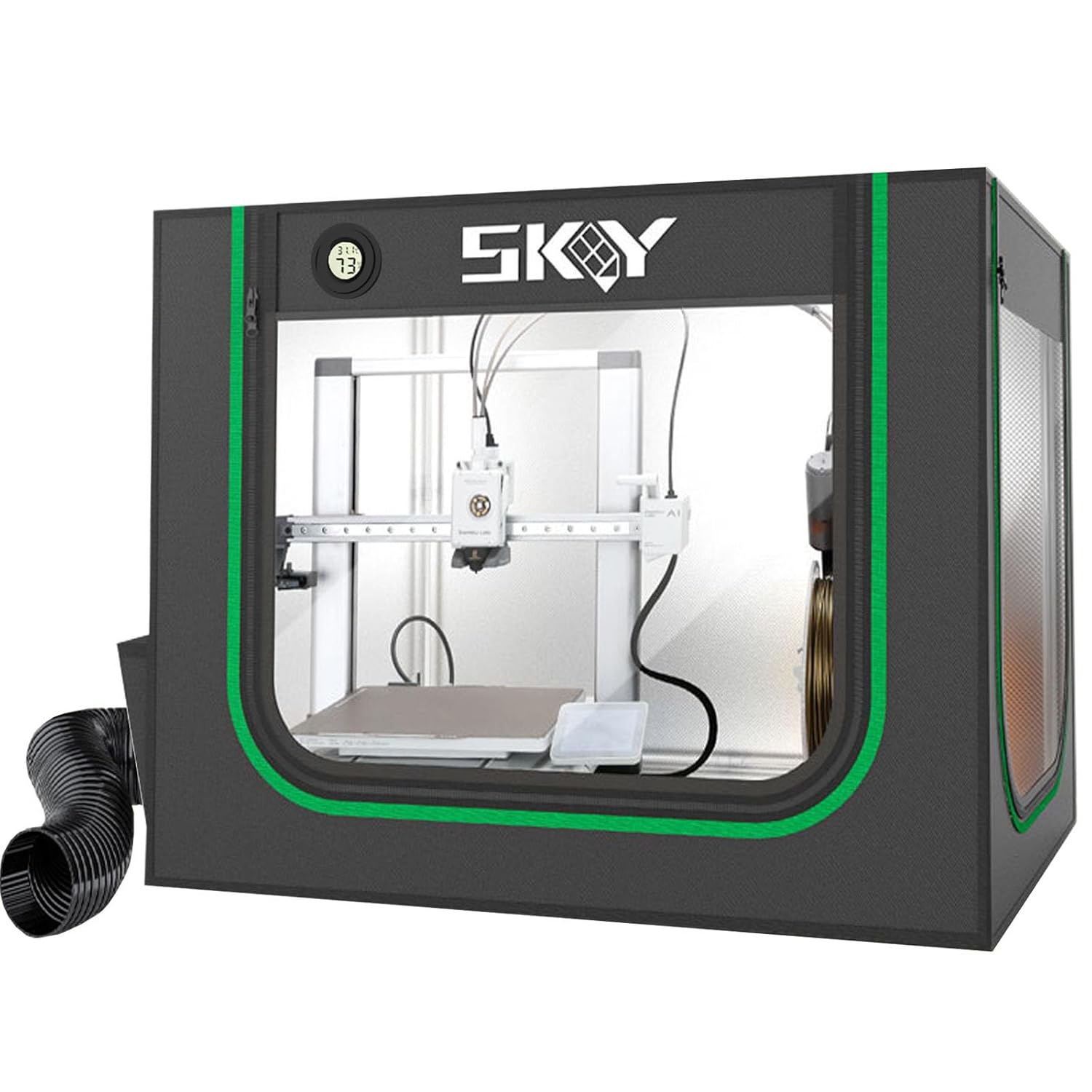 Update 3D Printer Enclosure with LED Light, Smoke Exhaust Kit, Thermo-Hygrometer,Fireproof Dustproof Tent Constant Temperature Protective Cover for Bambu Lab A1,A1 Mini,840 * 580 * 580mm