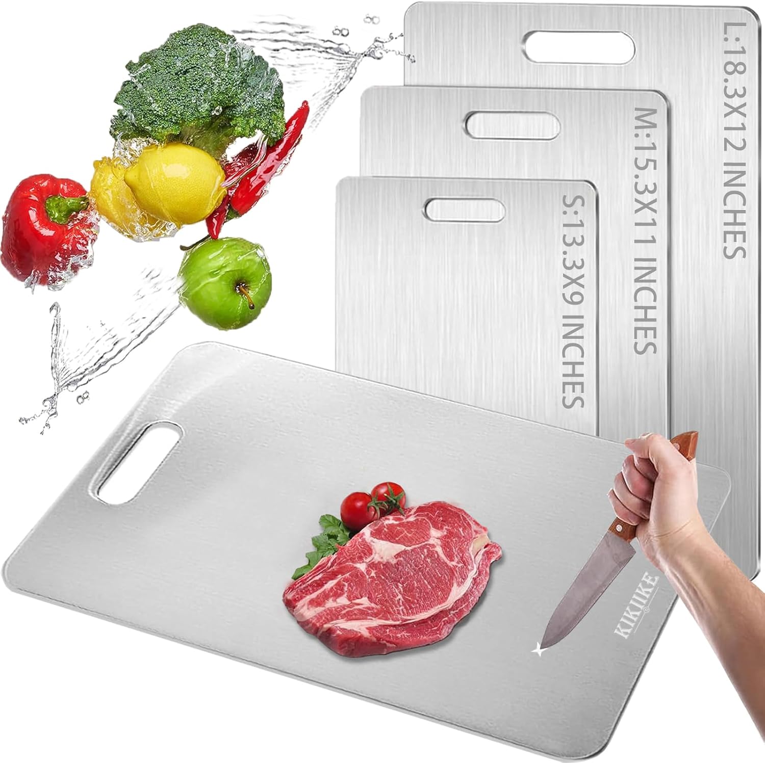 Titanium Cutting Board 2025 New Upgrade 100% Pure Titanium Cutting Boards for Kitchen - Double-Sided Food-Grade Chopping Board Non-Stick Durable and Easy to Clean (13.3 x 9 in)