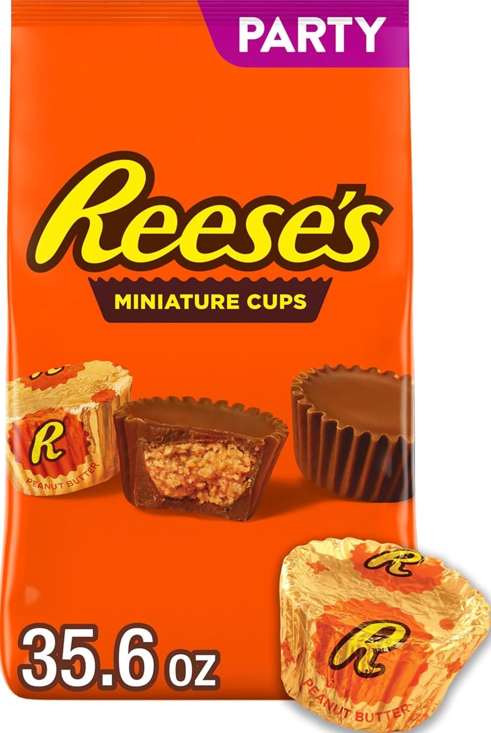 REESE'S Miniatures Milk Chocolate Peanut Butter Cups, Candy Party Pack, 35.6 oz