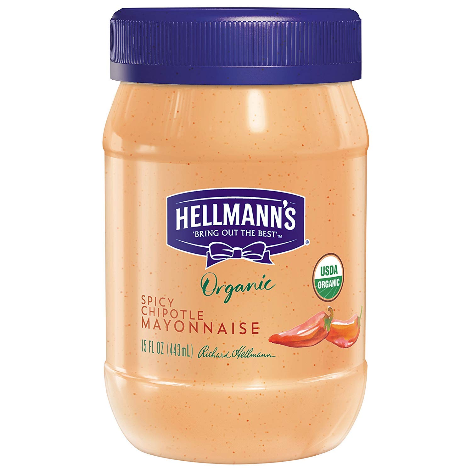 Hellmann's Organic Mayonnaise 6 Count Spicy Chipotle Mayo Condiment and Sandwich Spread 15 oz