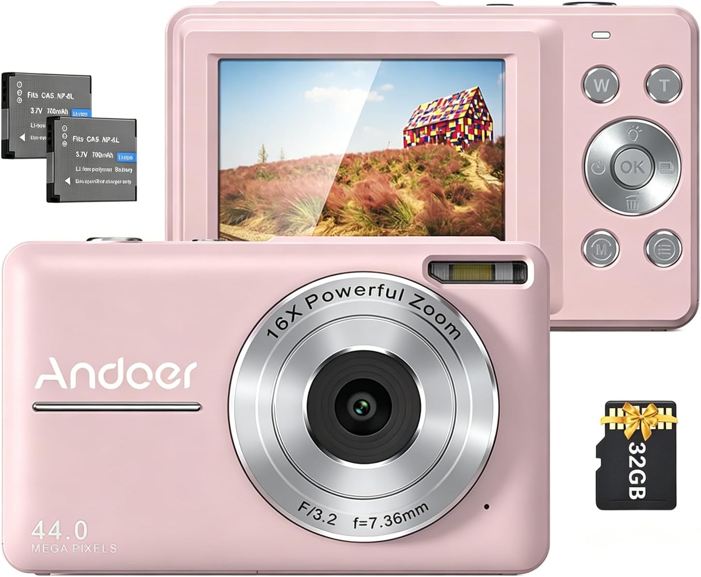 Andoer Digital Camera, 1080P 44MP Compact Portable Photo Camera