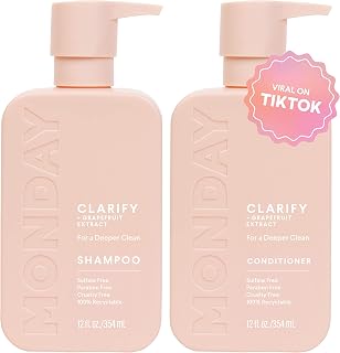 MONDAY HAIRCARE Clarify Shampoo and Conditioner Set 12oz for Oily Hair, Made with Grapefruit Extract, Coconut Oil, Shea Butter, Vitamin E and Provitamin B5