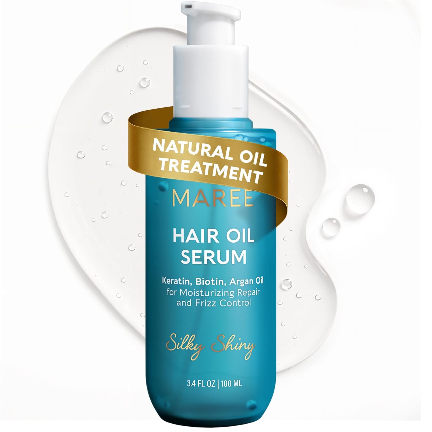 MAREE Hair Oil for Frizzy Hair with Keratin, Biotin & Vitamins - Hair Serum for Frizzy and Damaged Hair - Frizz Control Hair Care Products for Women - Aceites Para el Cabello - Keratin Hair Treatment