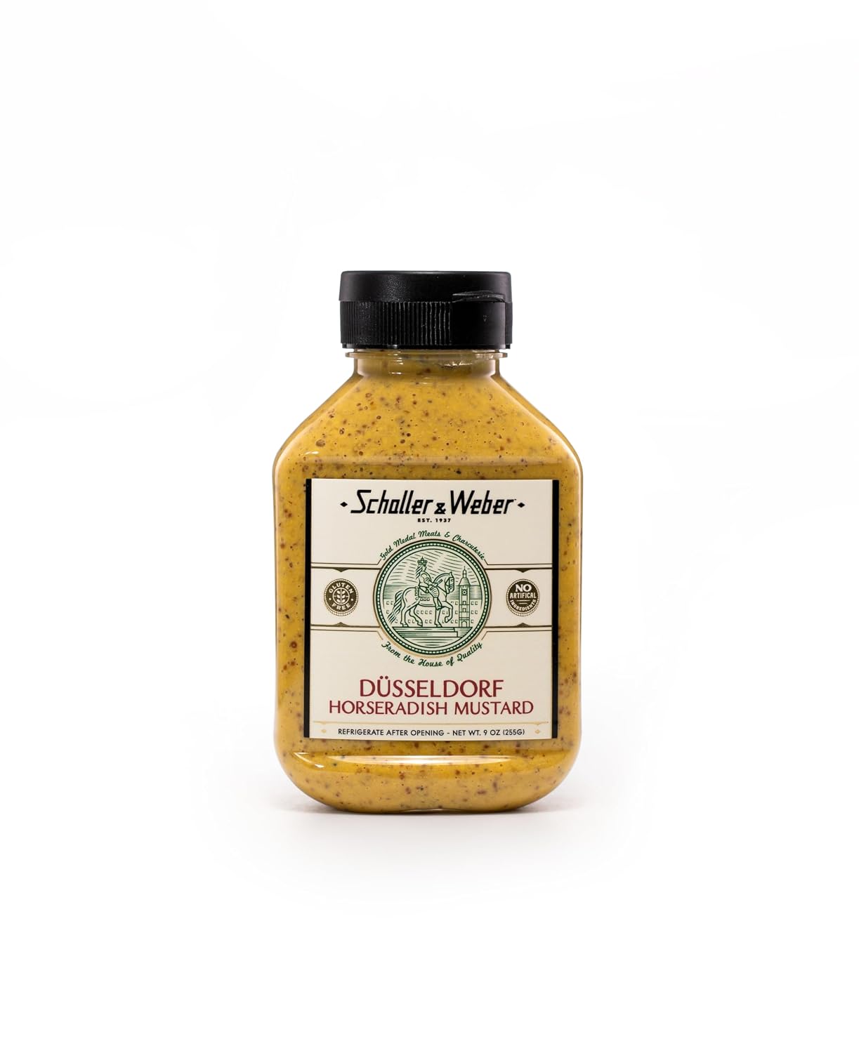 Schaller & Weber Dusseldorf Horseradish Mustard, Classic German-Style, All Natural Mustard, 9 Ounce (Pack of 1)