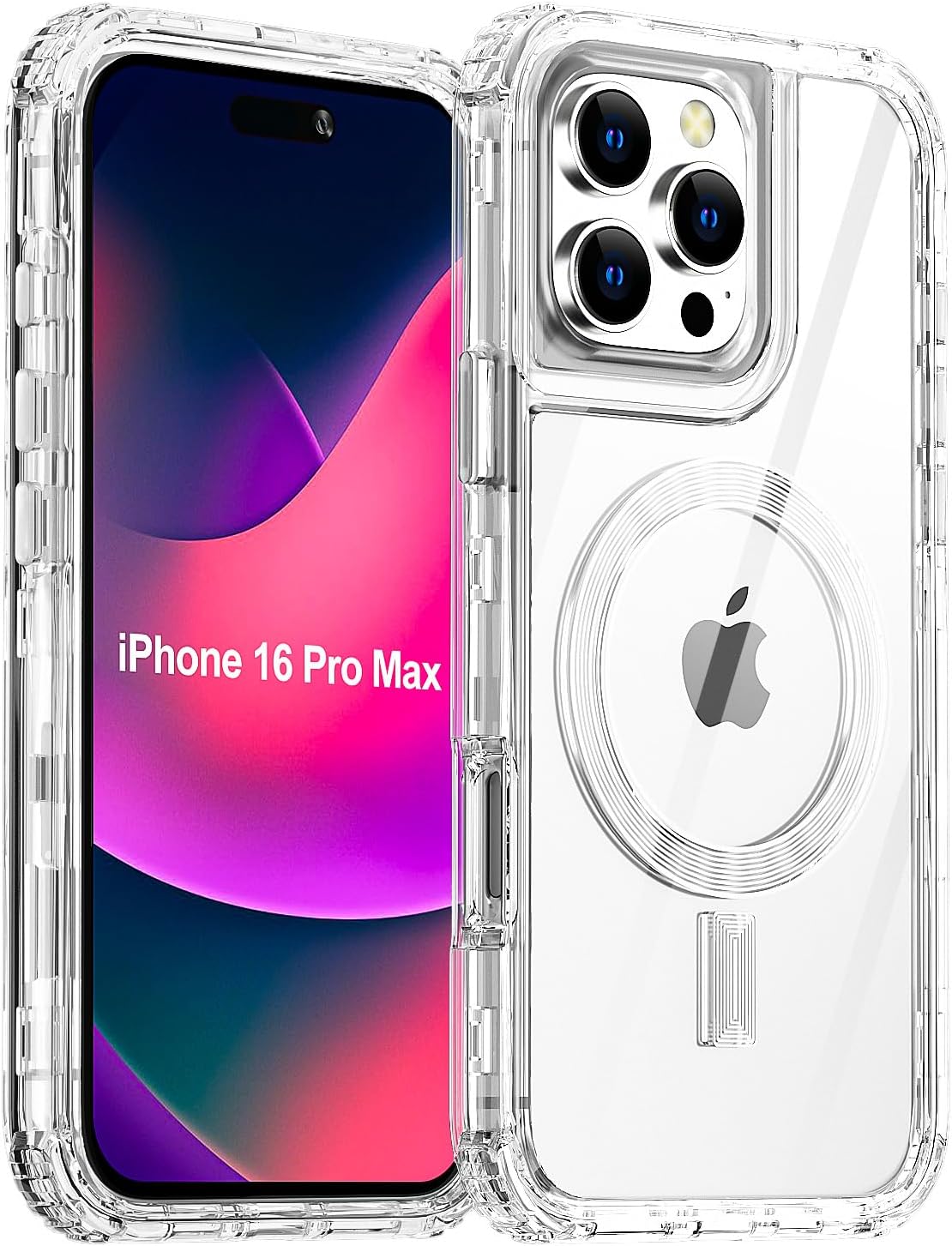 AICase for iPhone 16 Pro Max Case,Clear Built for MagSafe,3 in 1 Heavy Duty Drop Protection Rugged Shockproof/Drop/Dust Proof 3-Layer Protective Durable Magnetic Cover for iPhone 16 Pro Max 6.9"_3