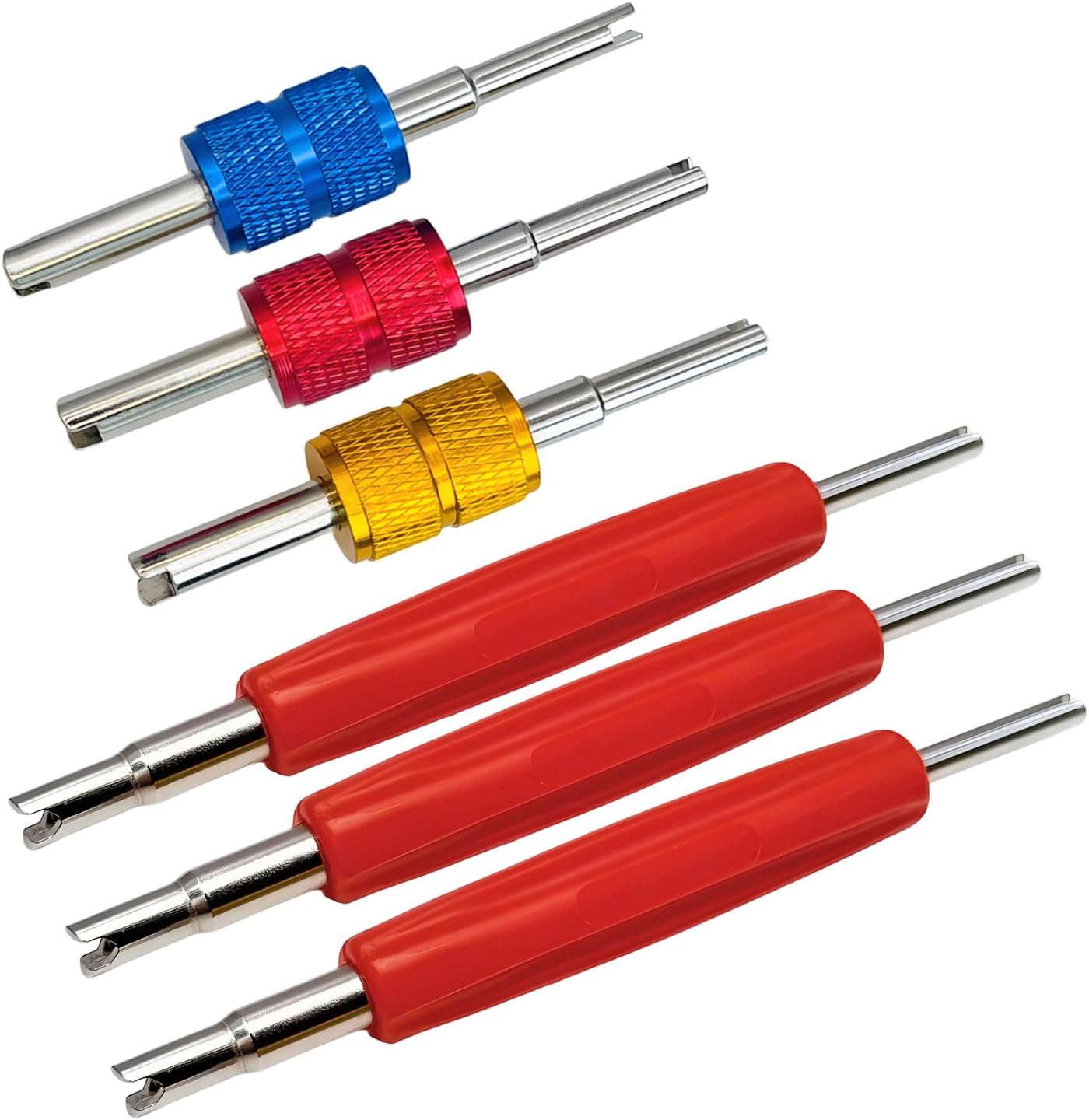 6Pcs Valve Core Removal Tool Kit, R134A R12 A/C HVAC Valve Core Removal Tool Set,Schrader Valve Stem Core Remover Tool, Air Conditioning Line Repair Tools for HVAC R22 R32 R410A Systerm