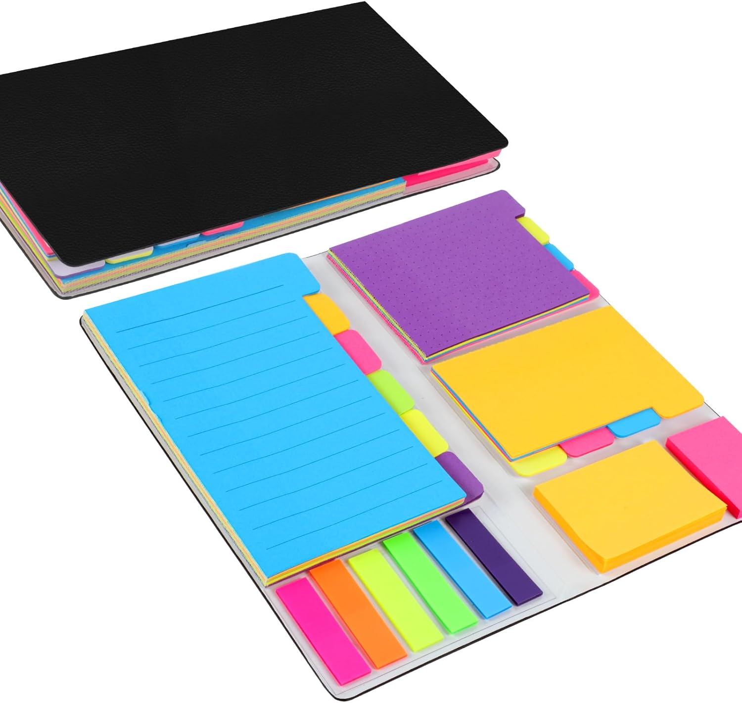 400 Pcs Sticky Notes Set, Multicolor Adhesive Notes with PU Leather Cover, Student Essentials Index Flags Pads for Books, Folders, Index,School Office Supplies