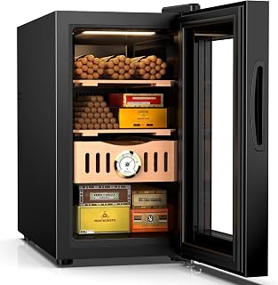 25L Electric Humidor, 200 Counts Cigar Humidor Cabinet with Cooling Temperature Control, Electric Cooling Cigar Fridge with Spanish Cedar Wood Shelves & Hygrometer