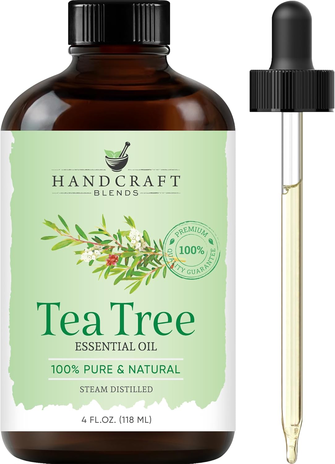 Handcraft Blends Tea Tree Essential Oil - Huge 118 ml - 100% Pure and Natural - Premium Grade with Glass Dropper