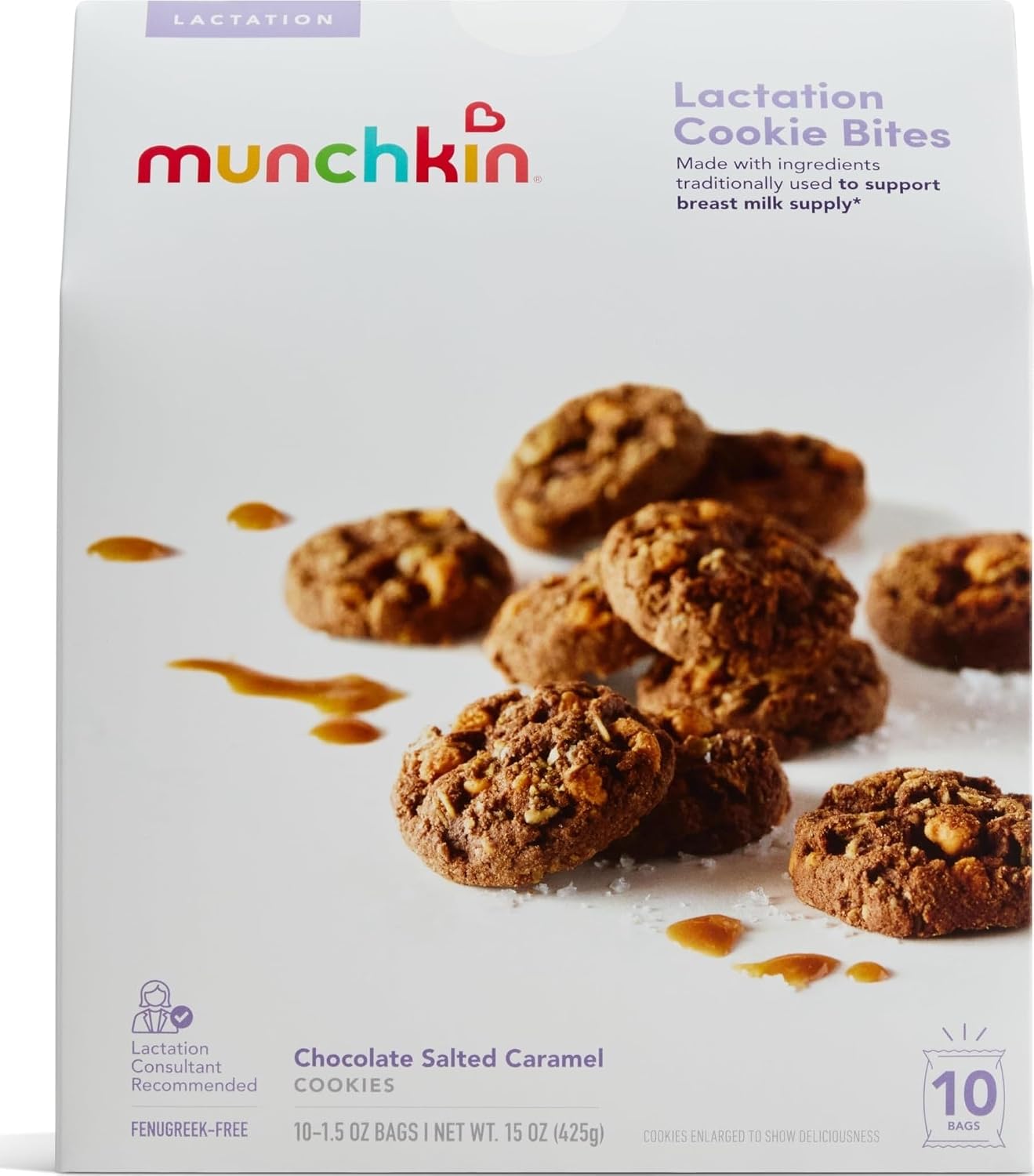 Munchkin Milkmakers Lactation Cookie Bites, Chocolate Salted Caramel, 10 Ct