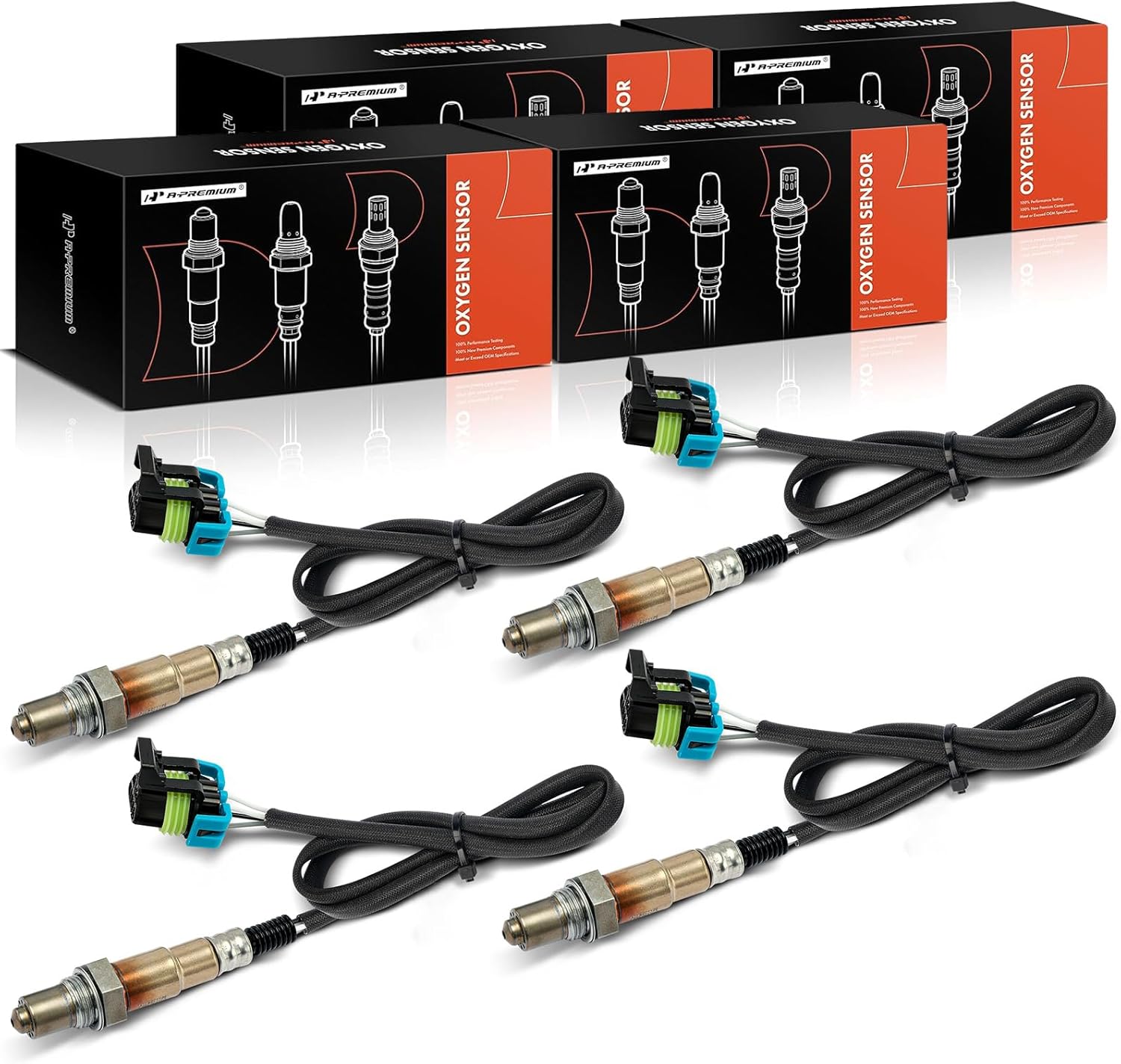A-Premium O2 Oxygen Sensor Compatible with Chevy, GMC, Cadillac, Buick & Saturn Models - Equinox, Impala, Traverse, Captiva Sport, Terrain, SRX, Allure, Lacrosse - Upstream and Downstream, 4-PC Set