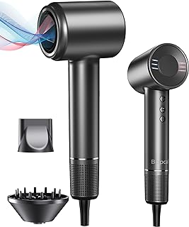 Hair Dryer, 500 Millions Negative Ionic Care Blow Dryer for Fast Drying, Professional 120000RPM High-Speed Hairdryer Low Noise Thermo-Control Travel with Magnetic Diffuser & Nozzle
