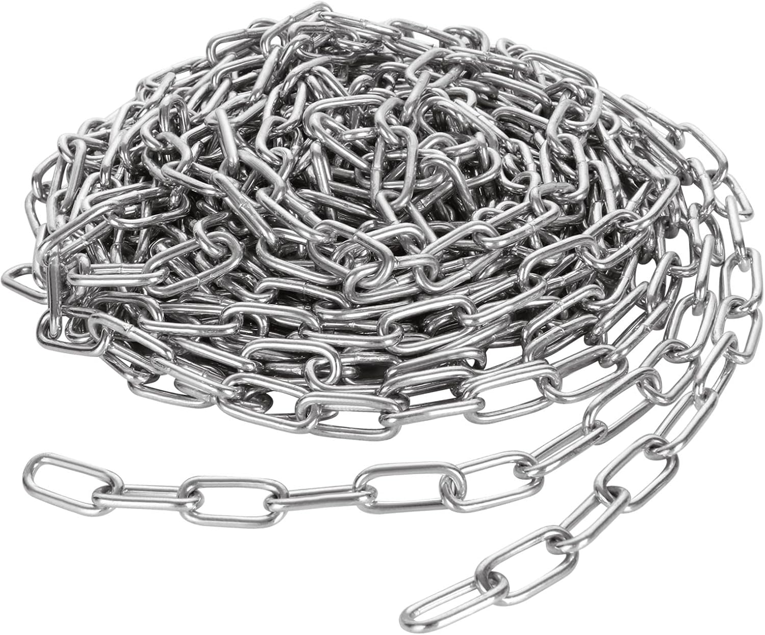 JMIATRY 8 Metres Length 304 Stainless Steel Chain, 3mm Heavy Duty Chain Links, Galvanized Steel Welded Link Chains Lift for Fence Gate, Garage Doors, Swing Chains and Bicycle Security Lock