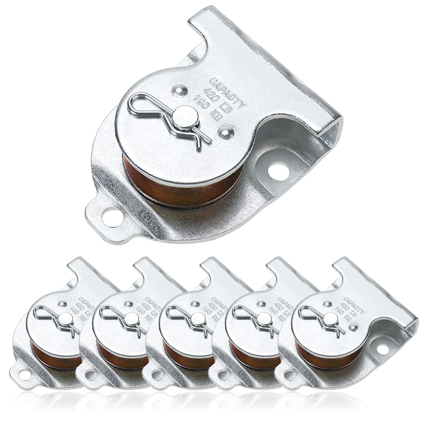 Ceiling Mount Single Pulley 1-1/2 Inch Wall Mount Pulley Ceiling Pulley for 3/8" Wire or Rope, Pack of 6