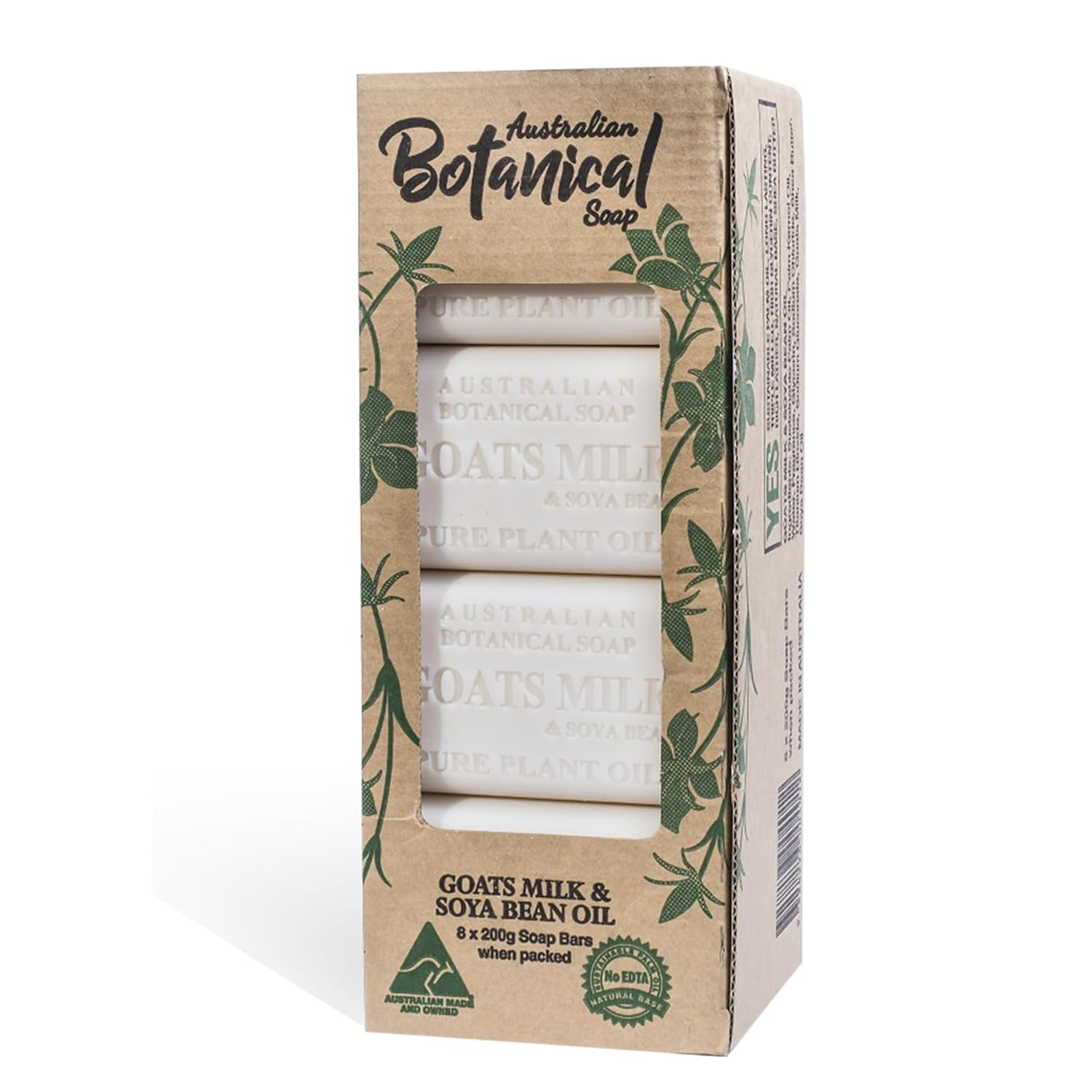 Australian Botanical Goat Milk Soap Set 6.8 OZ Bars, Pack of 8, Triple Milled with Soya Bean Oil and Organic African Shea Butter, Natural Soap for all Skin Types, Packaging May Vary