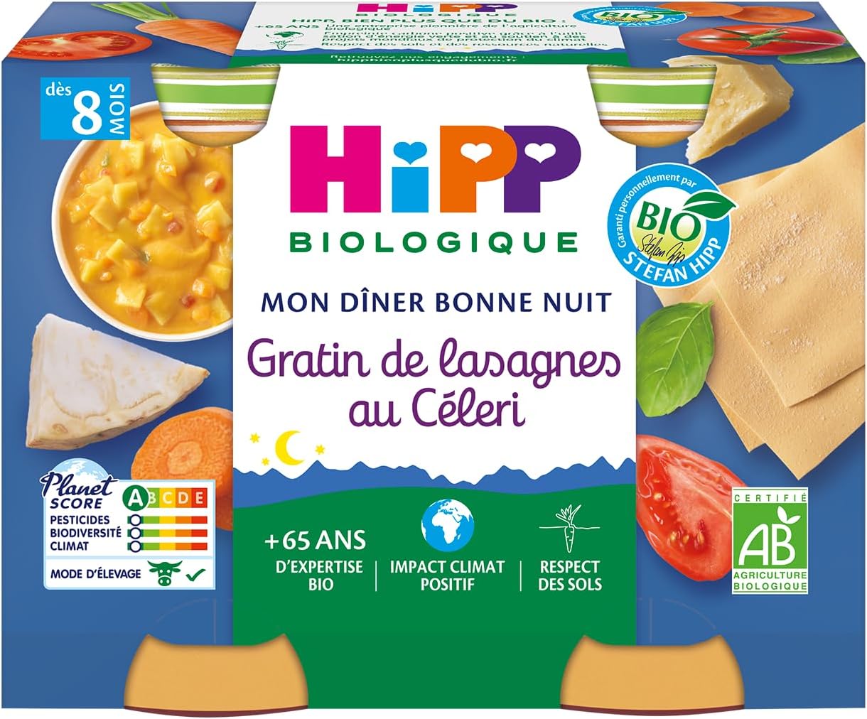 HiPP My Good Night Dinner Celery Lasagna Gratin from 8 Months Organic 2 Jars