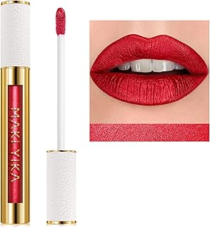 MAKI YIKA Red Lipstick for Women Metallic Lipsticks Glitter Long Lasting Lipstick No Smudge No Transfer Liquid Lip Gloss (BR20 Crushed Ruby)