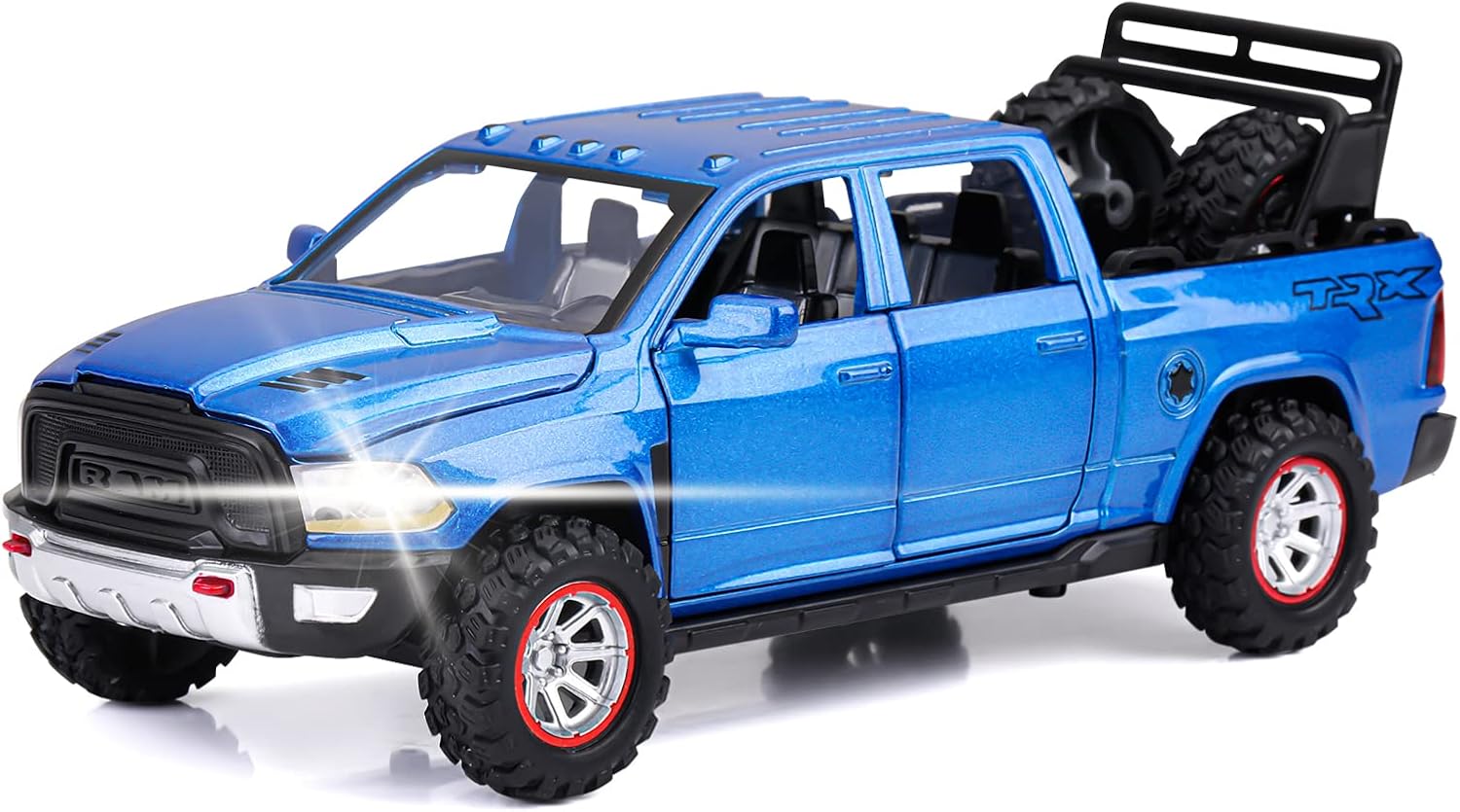 SASBSC Toy Trucks for Boys Age 3-8 RAM 1500 Pickup Truck Toys for 3 4 5 6 7 8 Year Old Kids Diecast Trucks with Light and Sound Metal Toy Cars for Kids Birthday (Blue)