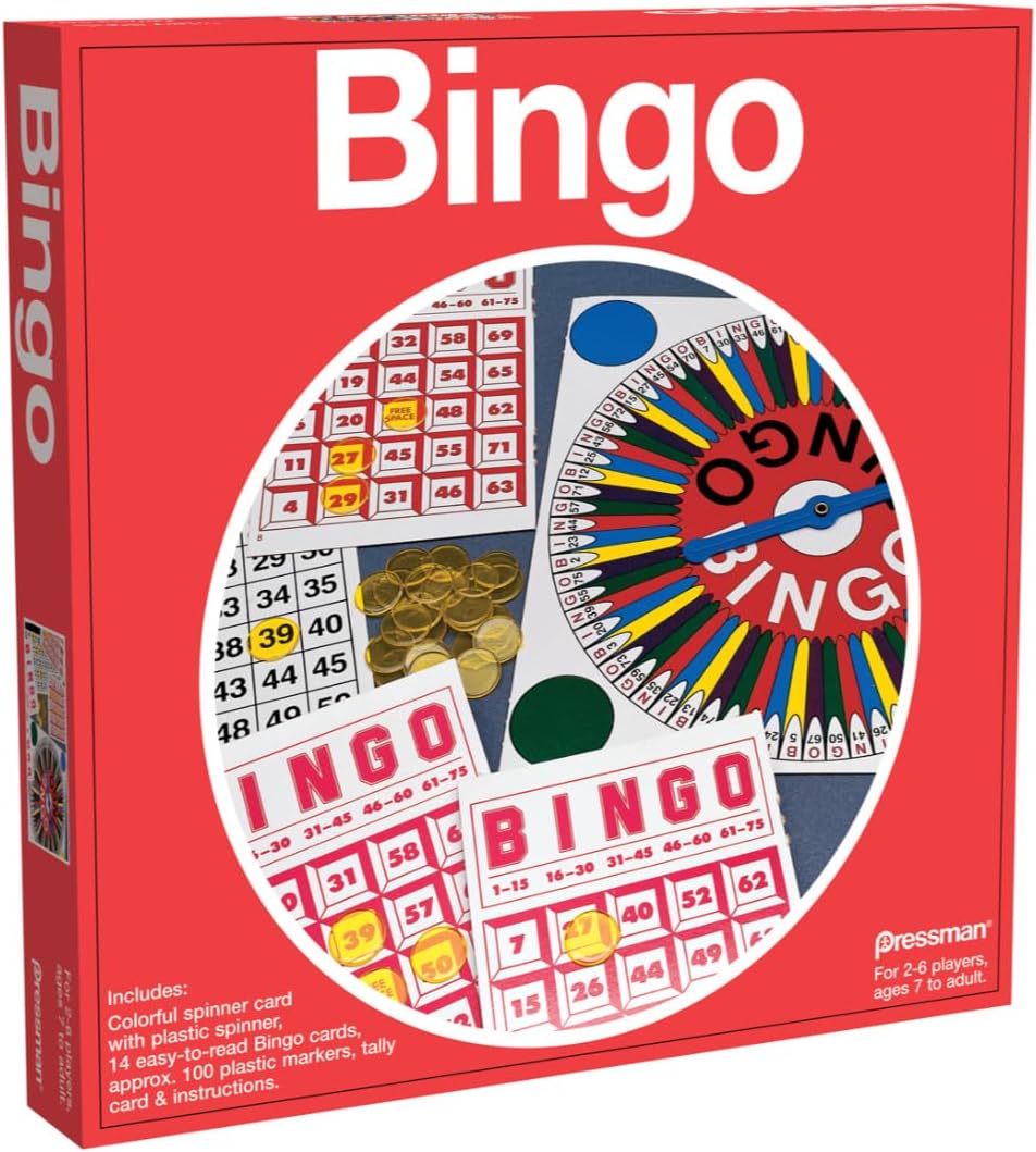 Pressman: Classic Bingo Set | Includes Spinner with Bingo Cards and Plastic Markers | Traditional Board Games | For 2 or More Players Ages 7+
