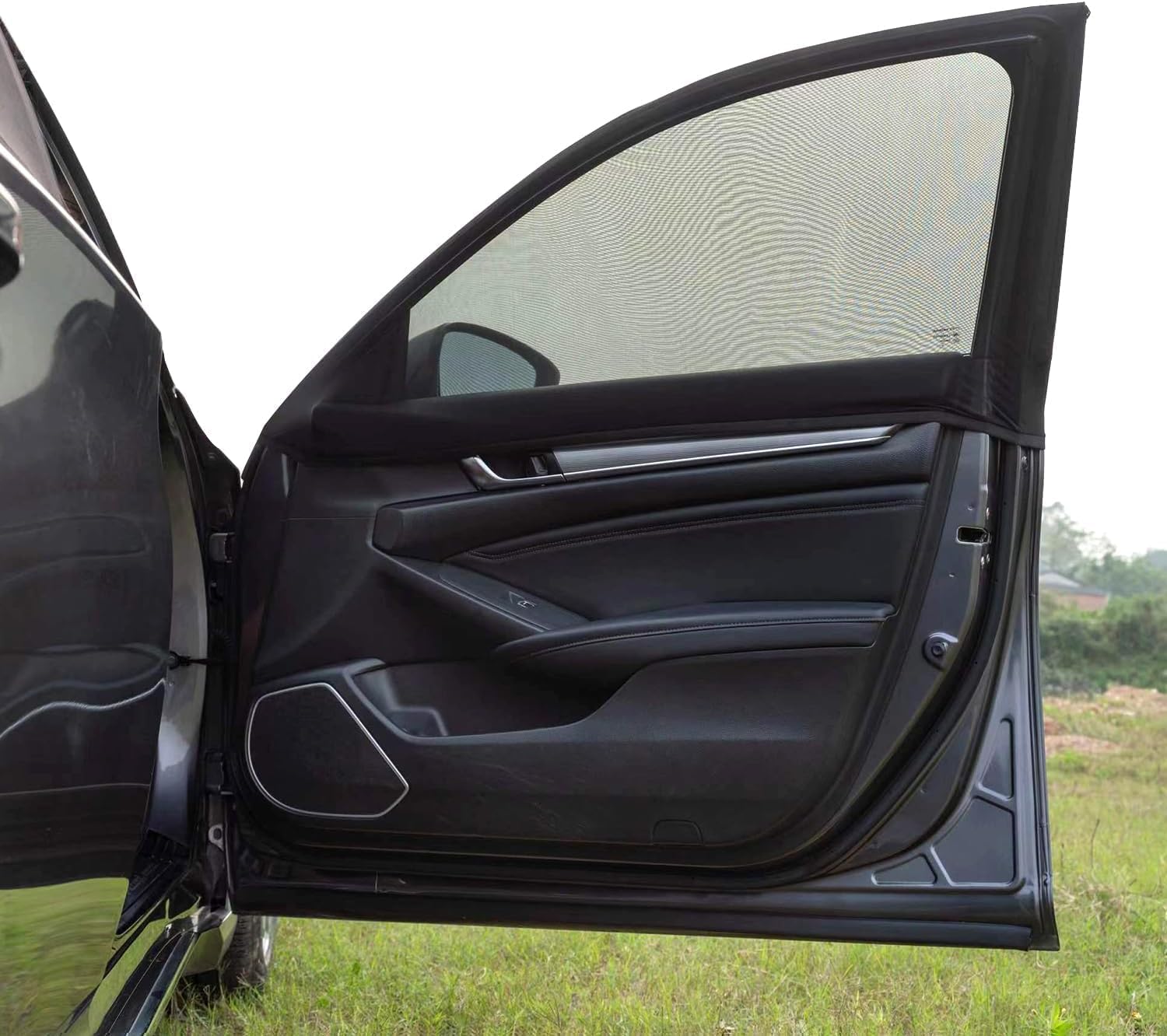 Car Front Side Window Shades,2 Pack Breathable Mesh Car Window Screens Sun Shades Covers for Car Camping, Fit for 95% of Sedan Cars and Medium SUVs