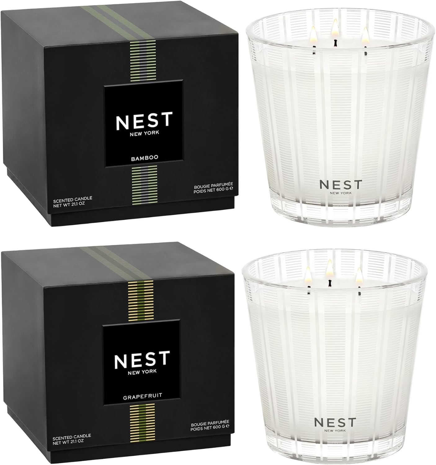 NEST New York Scented 3-Wick Candle Duo - Bamboo & Grapefruit