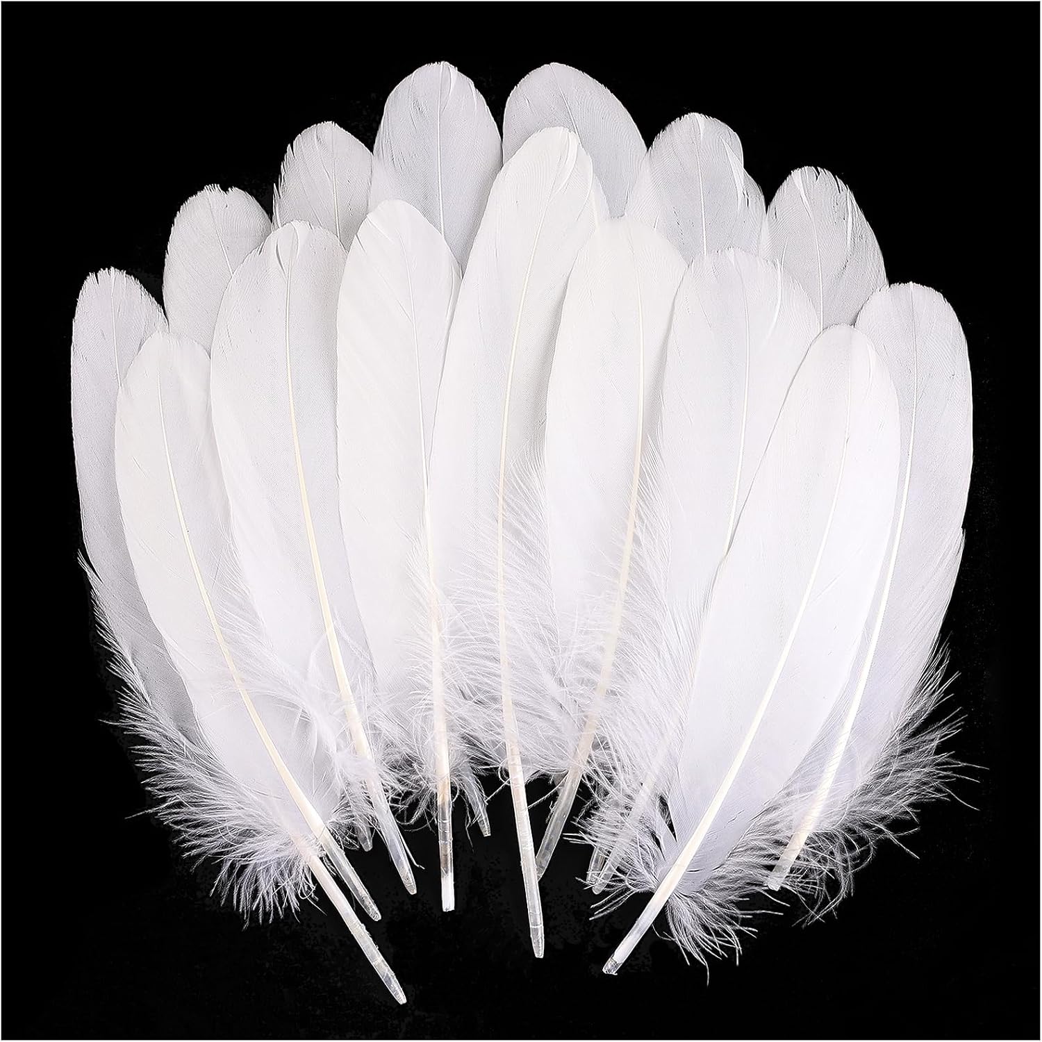 THARAHT 120pcs White Goose Feathers Natural Bulk 6-8 inch 15-20cm for Crafts DIY Cosplay Wedding Party Halloween Decoration Goose Nagoire Feathers