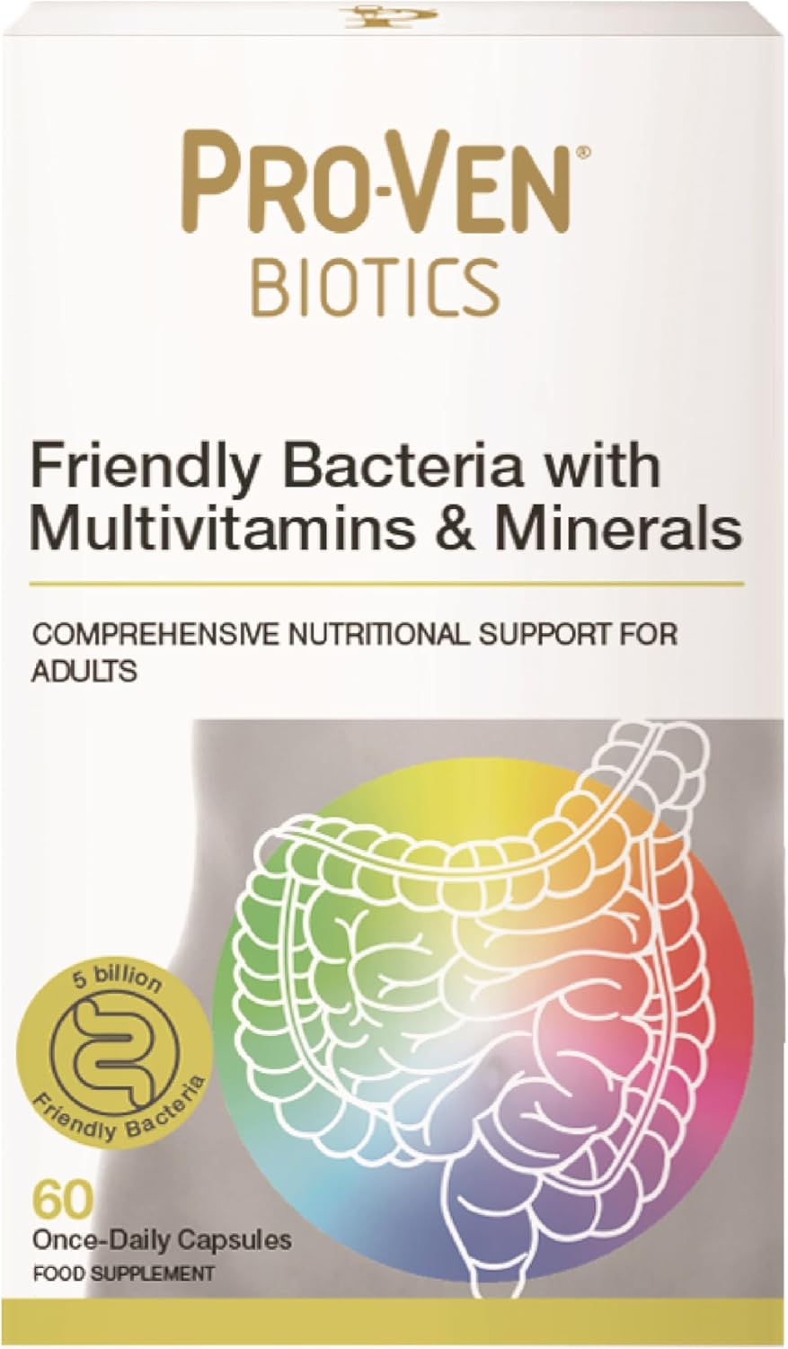 Pro-Ven Biotics for Adults | Gut Health & Immune System Support | 5 Billion CFU & Multivitamin Supplement for Men & Women | Reduces Bloating & IBS | 60 Capsules