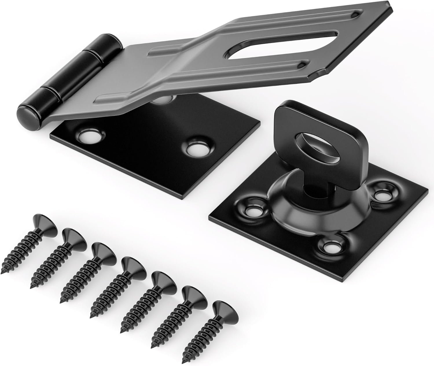 Swivel Staple Safety Hasp Latch Lock with Twist Knob, Black 1pcs
