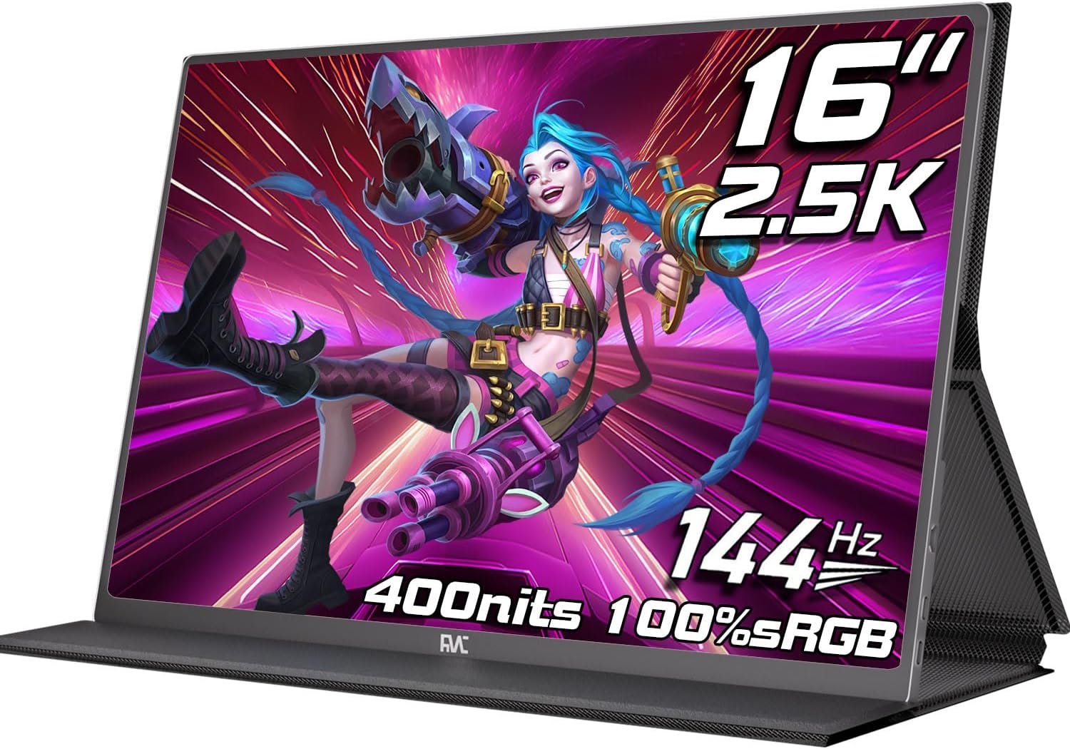 FMC 2.5K Portable Monitor 144hz QHD 16 inch Monitor Flicker-Free USB-C Side, HDMI Portable Screen for Laptop Compatible with Windows, MacBook, Phone, Switch, Xbox & PS4/5 Gaming