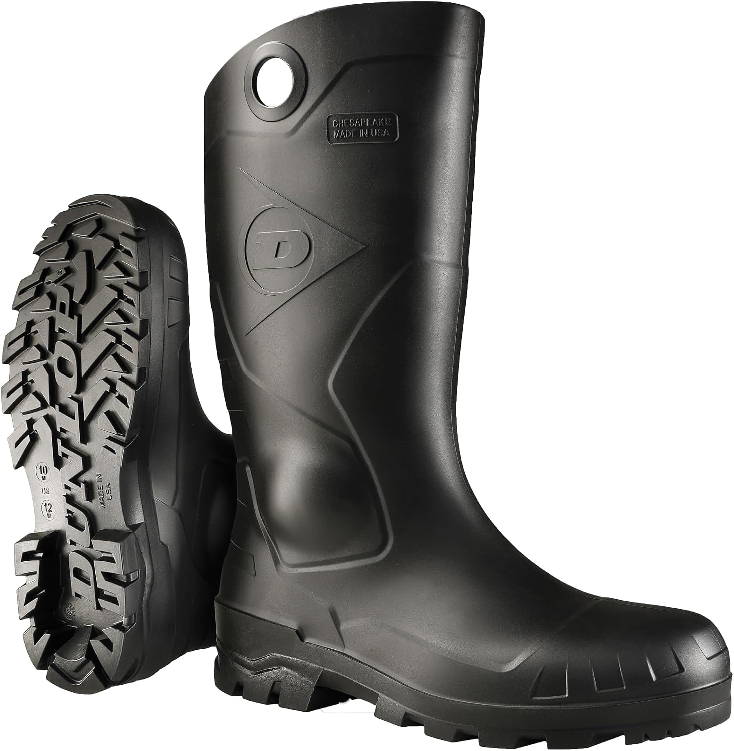 Dunlop Protective Footwear, Chesapeake plain toe Black Amazon, 100% Waterproof PVC, Lightweight and Durable