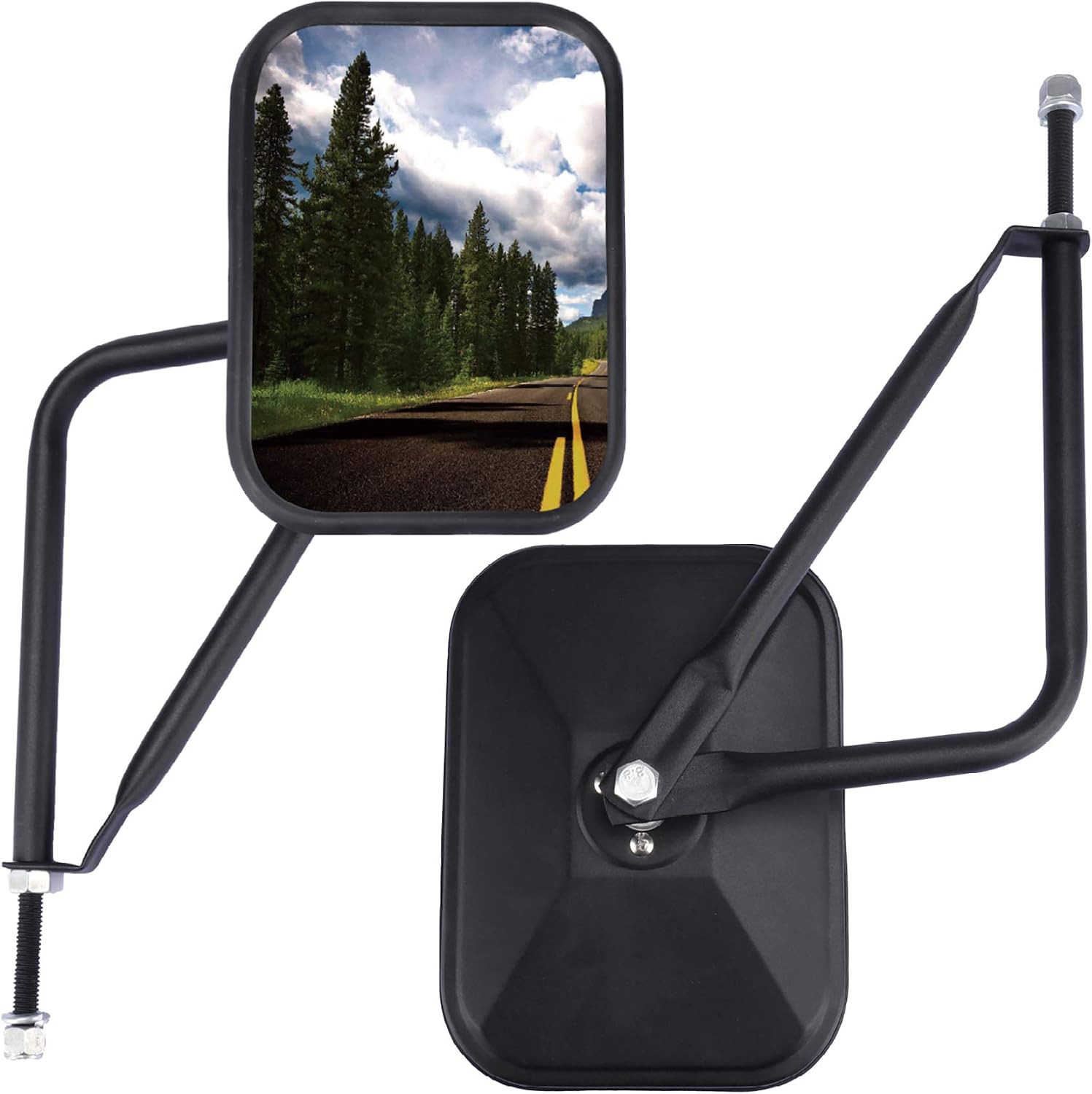 JUSTTOP Mirrors Doors Off, Side View Mirrors Compatible with Jeep Wrangler CJ YJ TJ JK JL & Unlimited，Quicker Install Door Hinge Mirror for Safe Doors Off Driving, Car Exterior Accessories- 2Pack