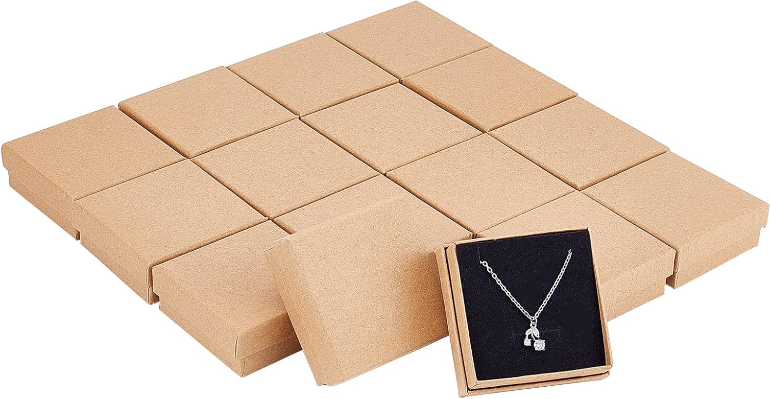 NBEADS 16 Pcs Craft Cardboard Gift Box, 7×7×2.6cm Square Craft Box Gift Boxes for Beaded Bracelets Craft Paper Gift Boxes for Jewellery Necklace Bracelet Ring Christmas Gifts Display