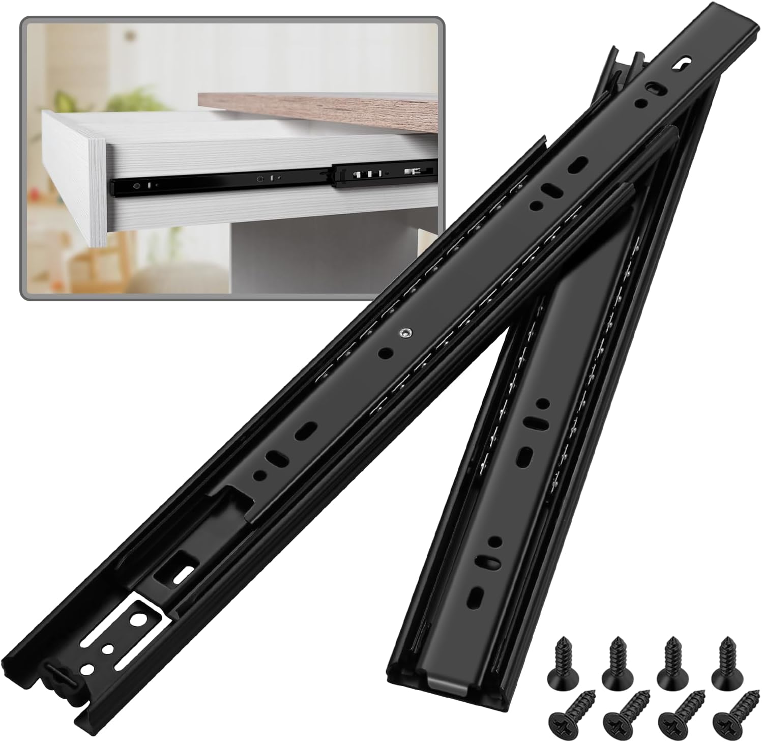 1 Pair Full Extension Drawer Slides 10 inch Side Mount Rails